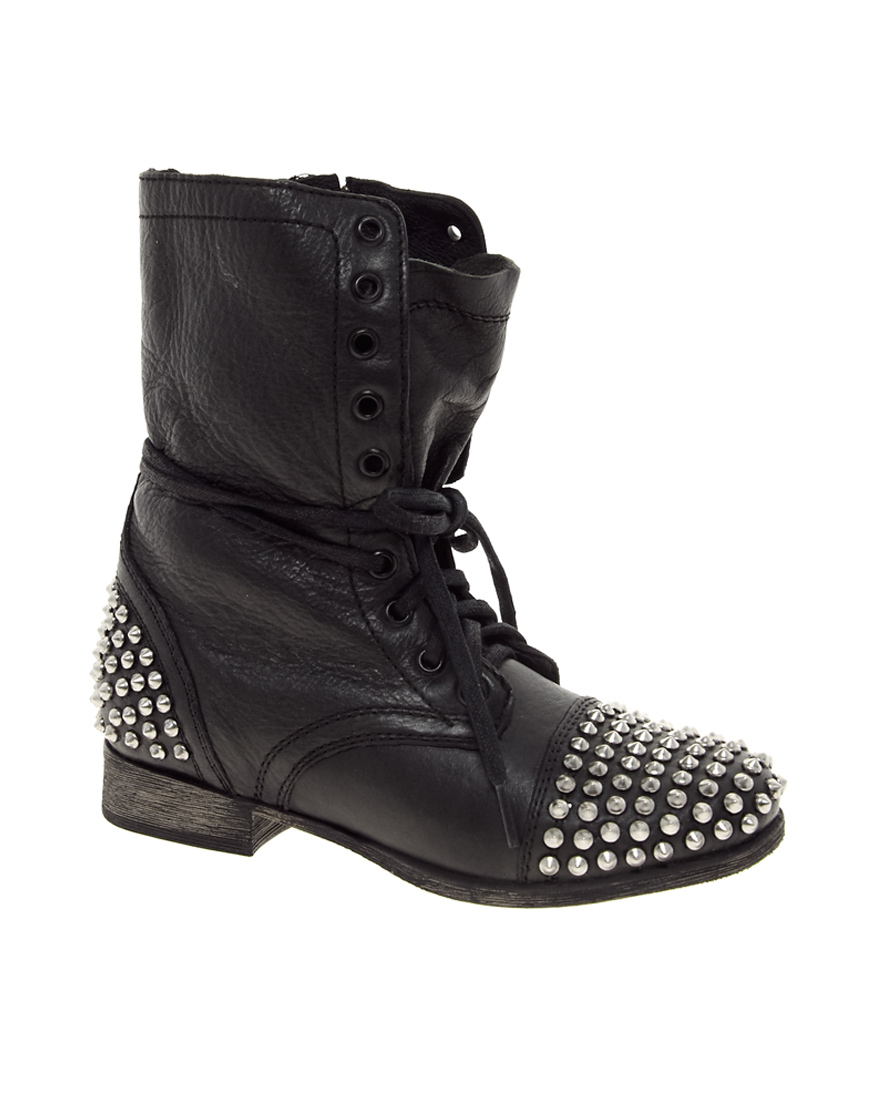 Steve Madden Tarnney Stud Lace Up Boots in Black Lyst