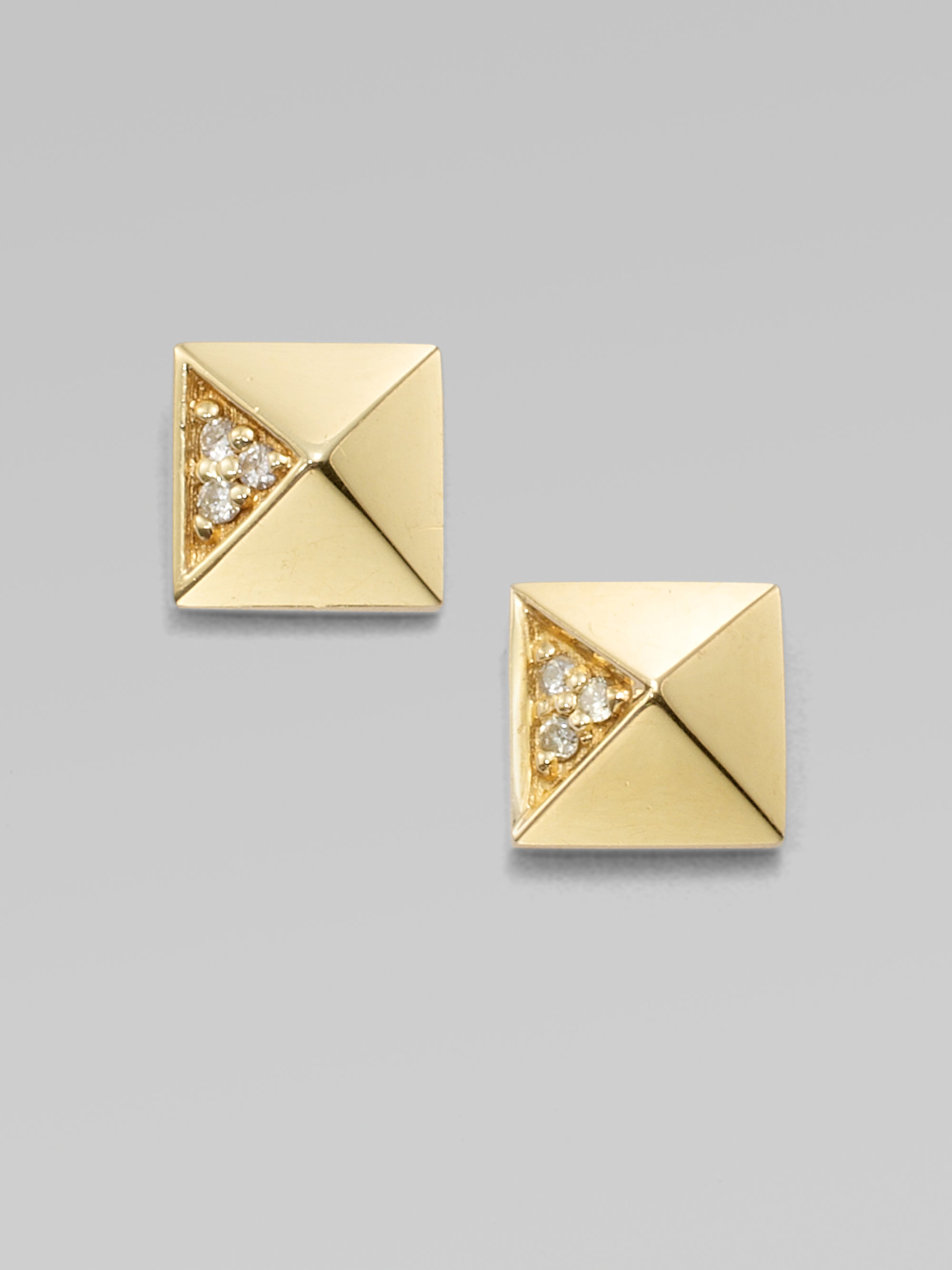 14Kt Gold Pyramid Stud Earring Stud Earrins