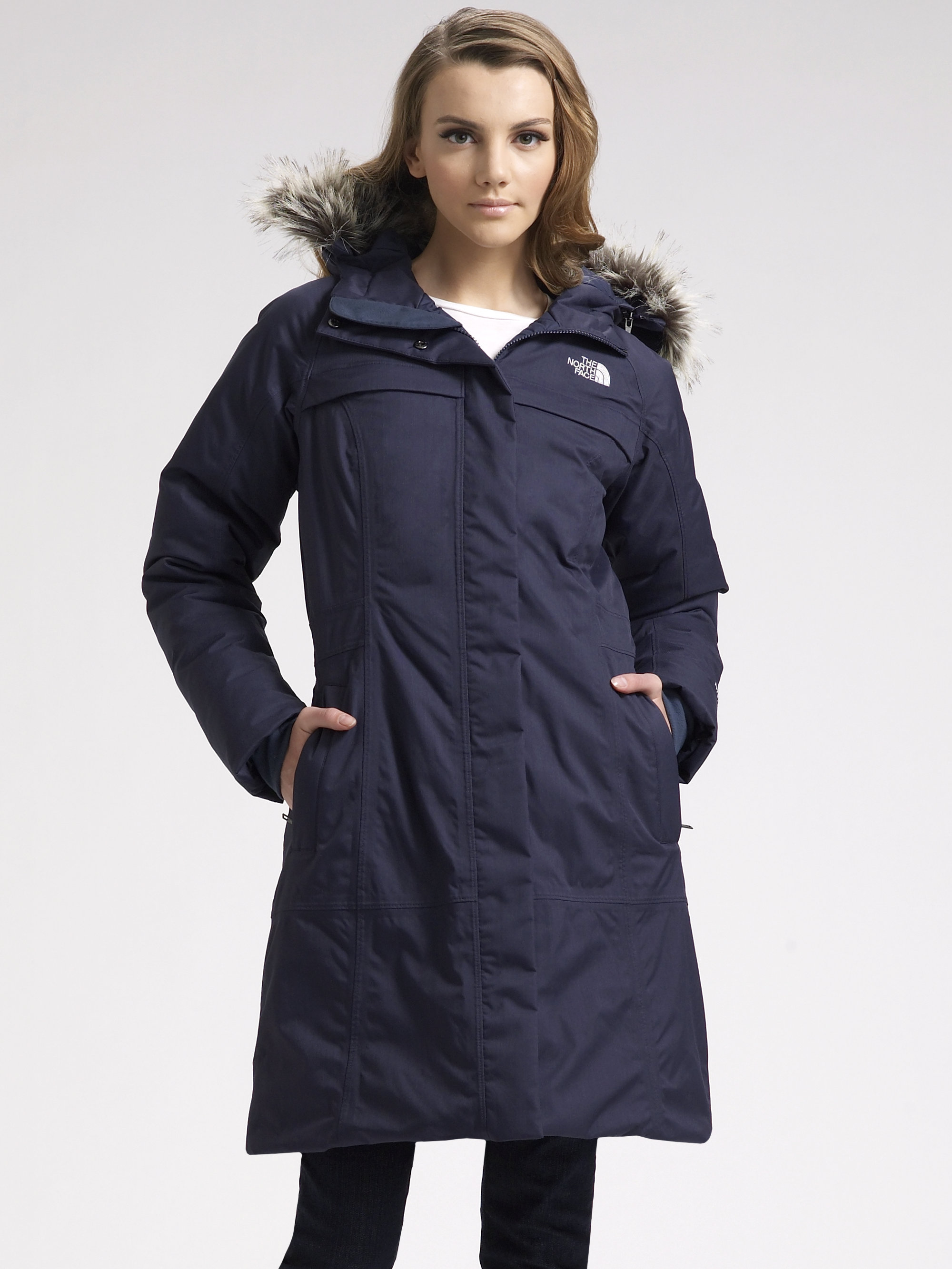 Lyst - The North Face Faux Furtrimmed Parka in Blue