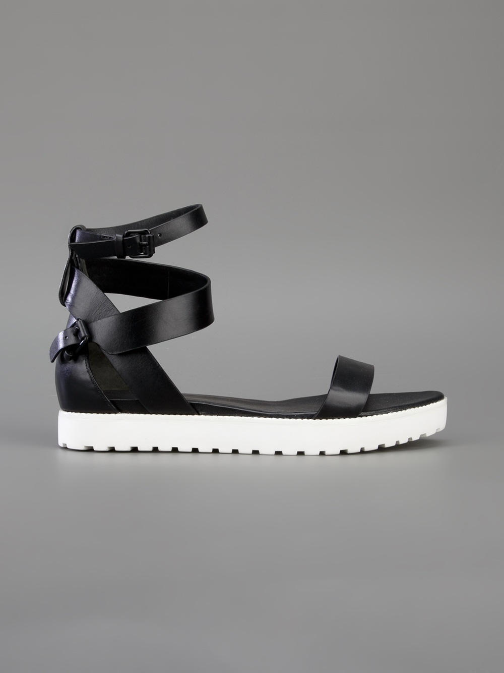 black double strap flat sandals