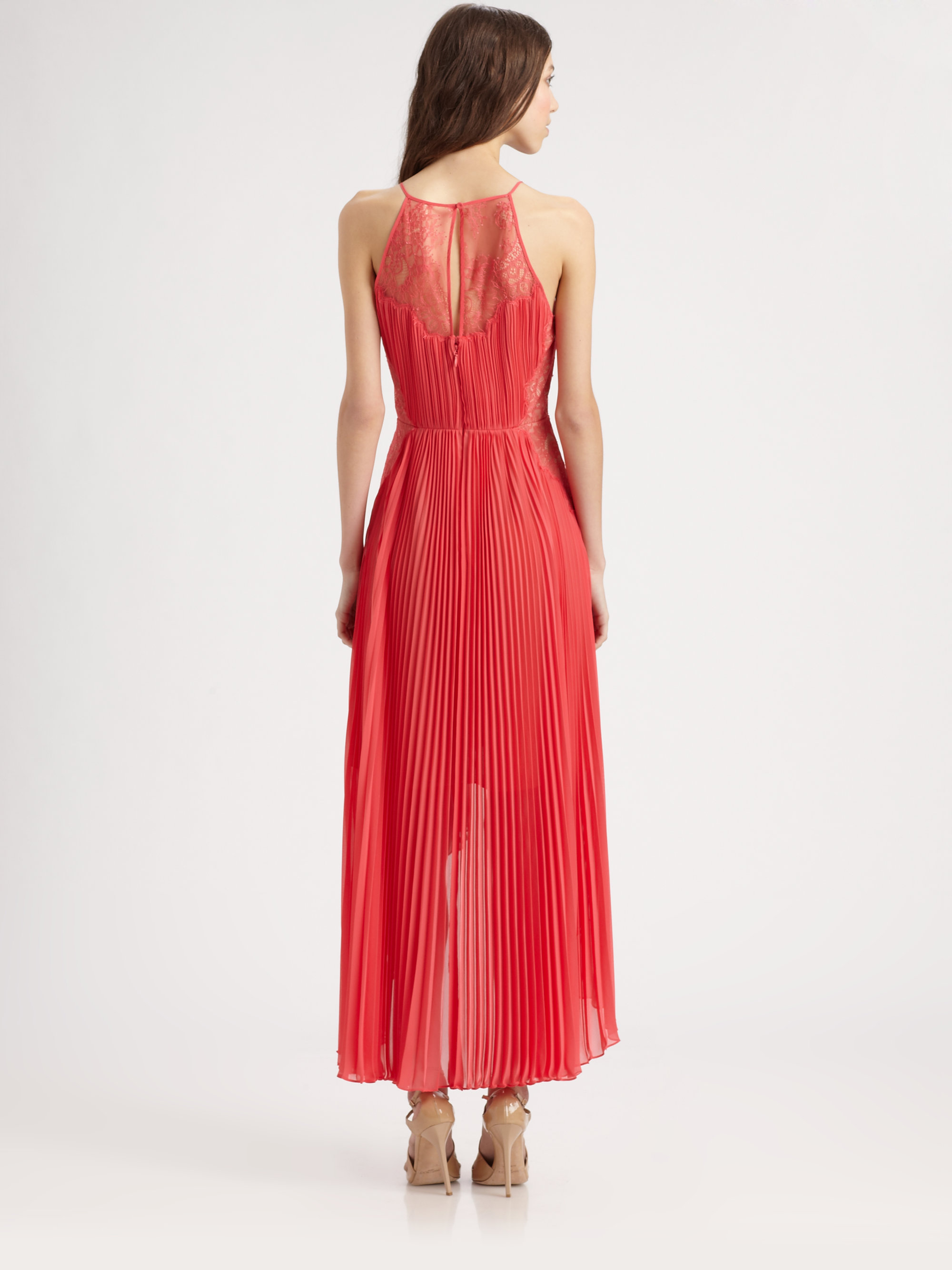 bcbgmaxazria red lace dress