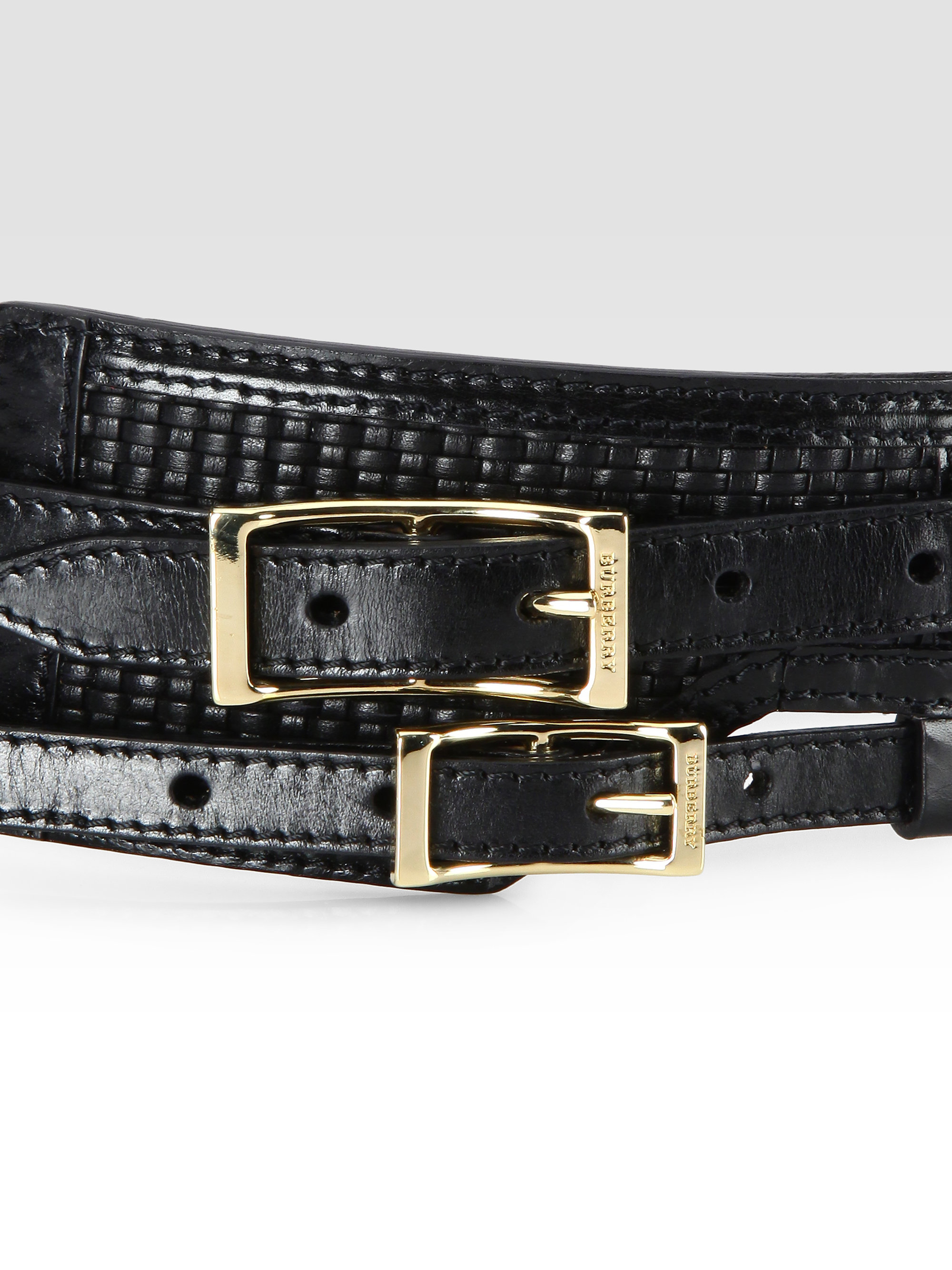 Burberry Leather Double B Buckle Belt , Size: S