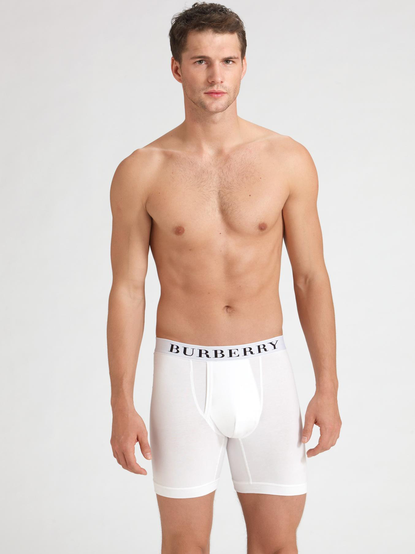 Burberry Logo Boxer Briefs in White for Men | Lyst