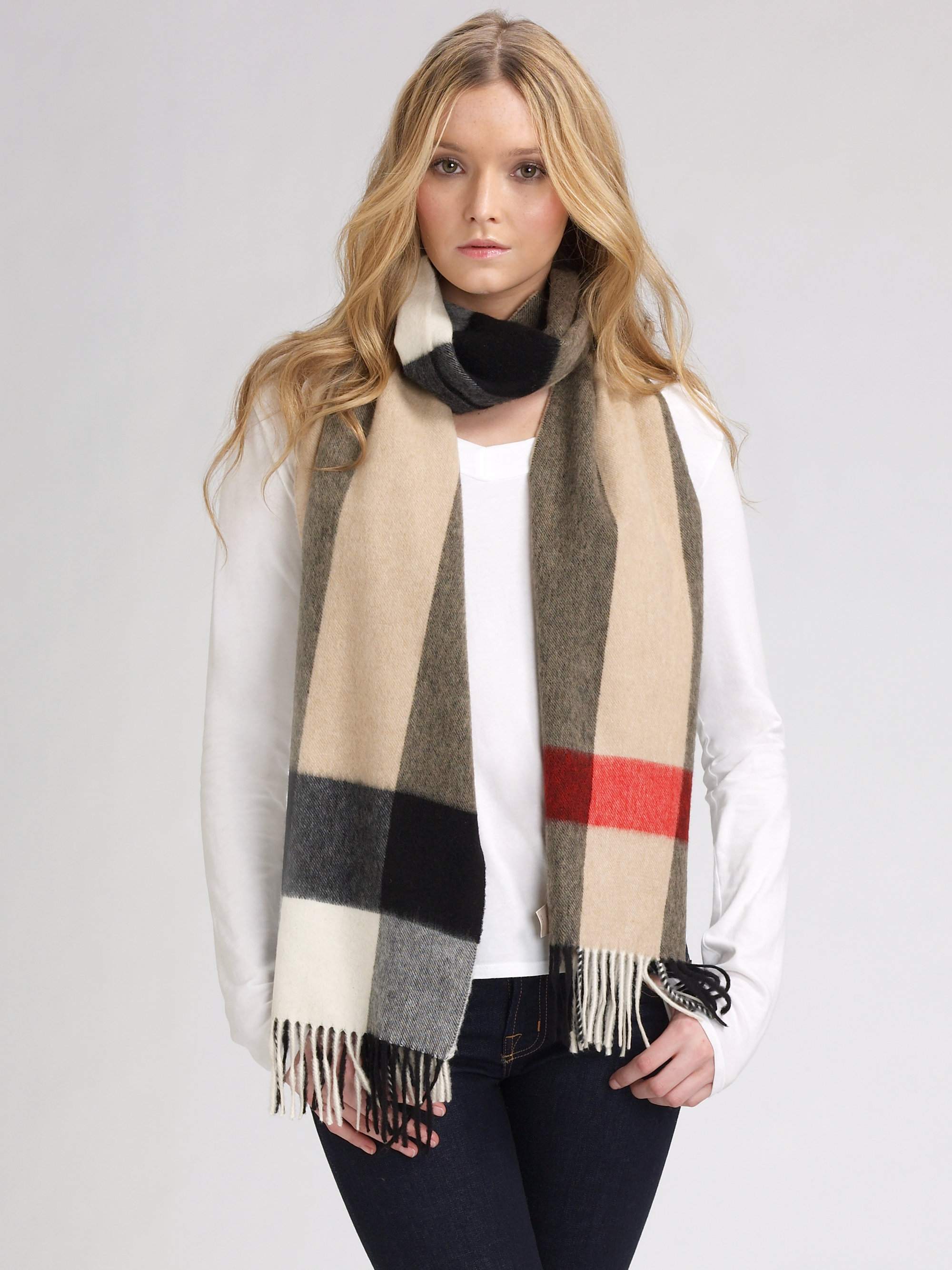 burberry mega check cashmere scarf