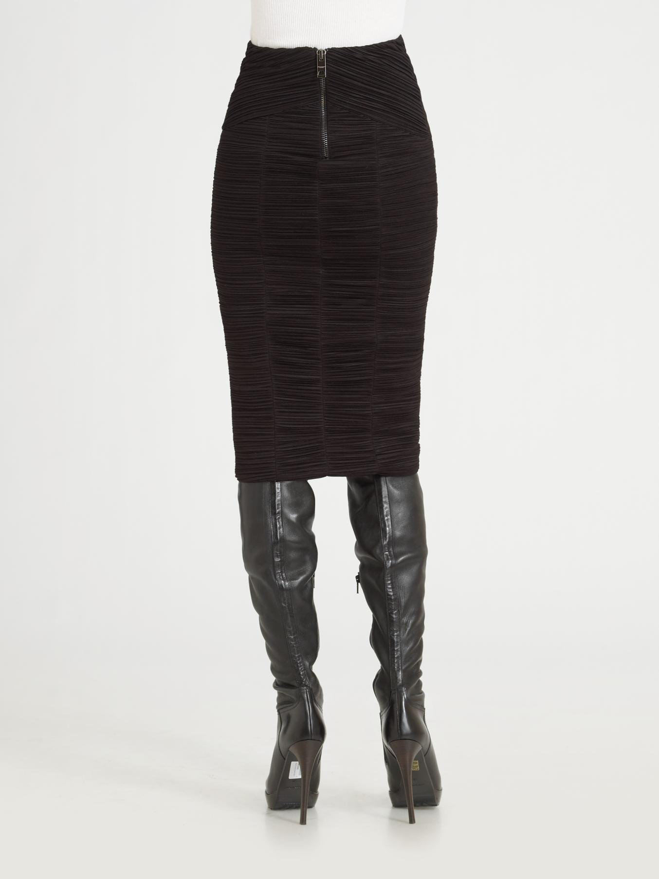 Burberry Prorsum Ruched Pencil Skirt in 