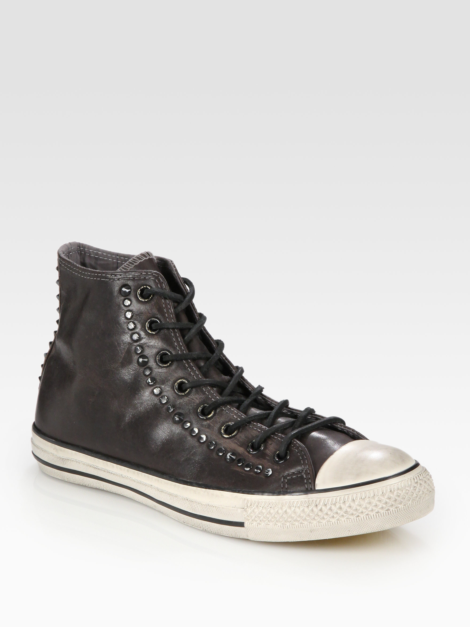 Converse John Varvatos Studded Leather Hightop Sneakers in Gray for Men | Lyst