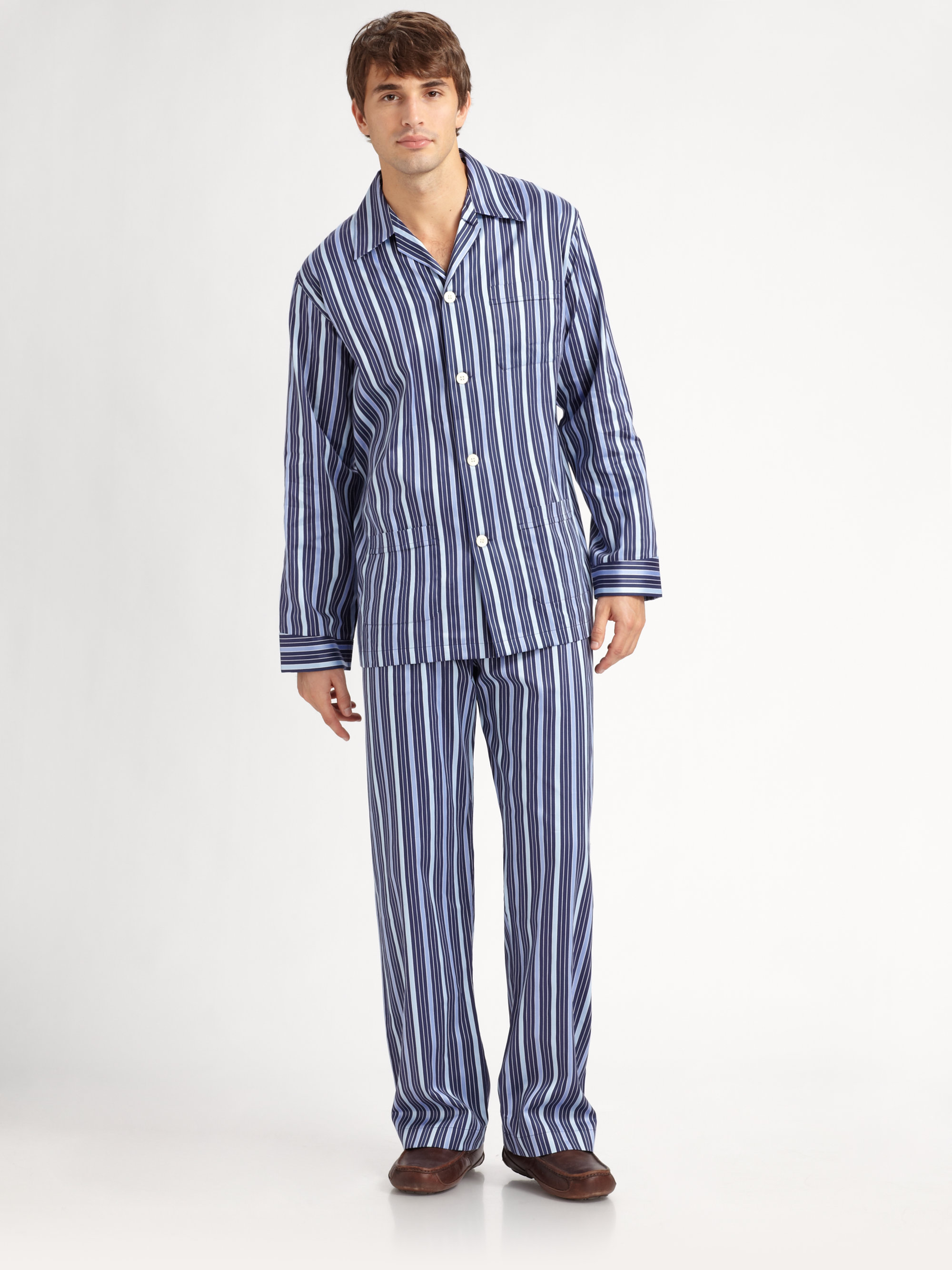 blue striped pajamas