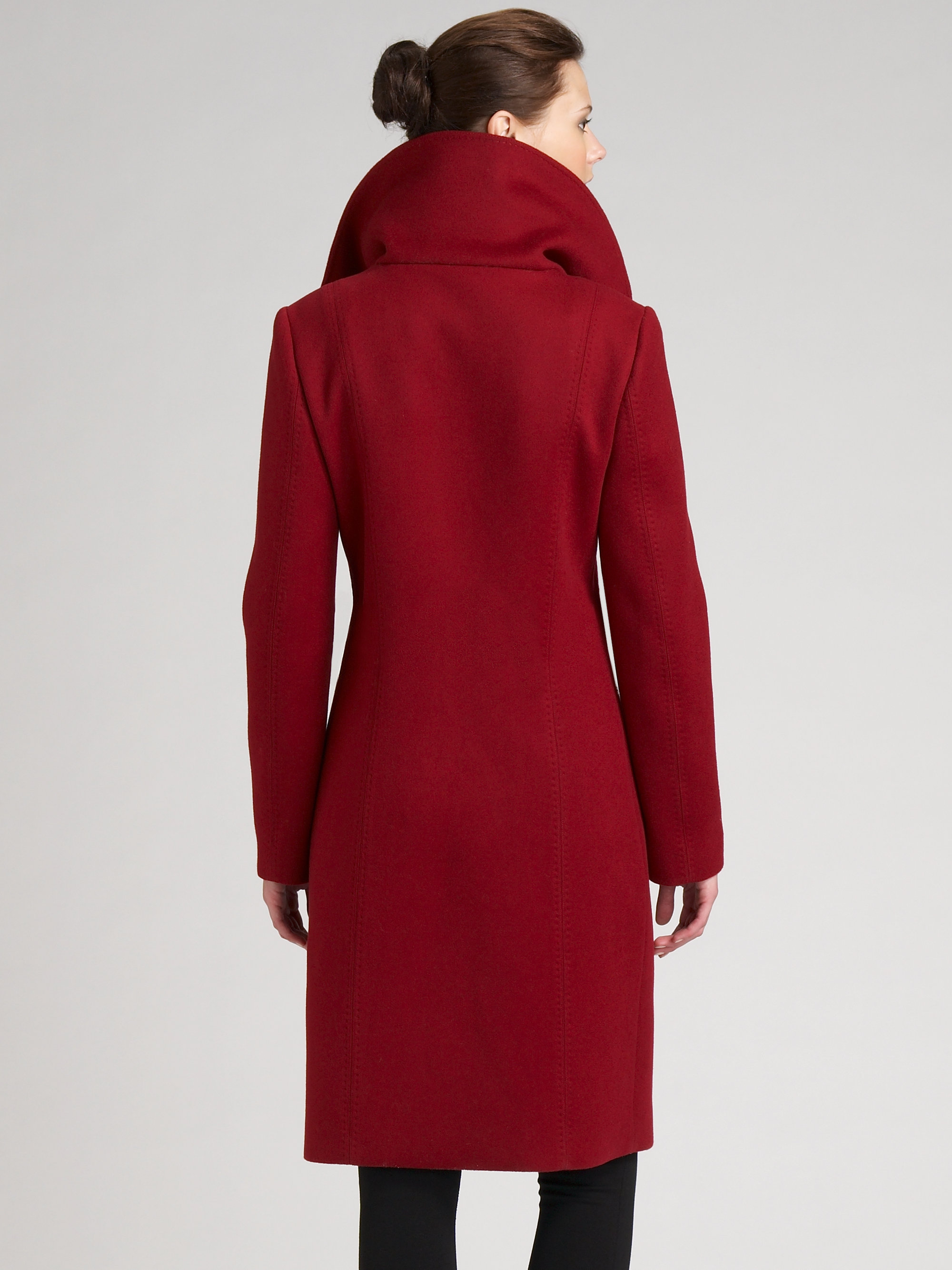 Elie Tahari Adriel Doubleface Wool Coat in Red - Lyst