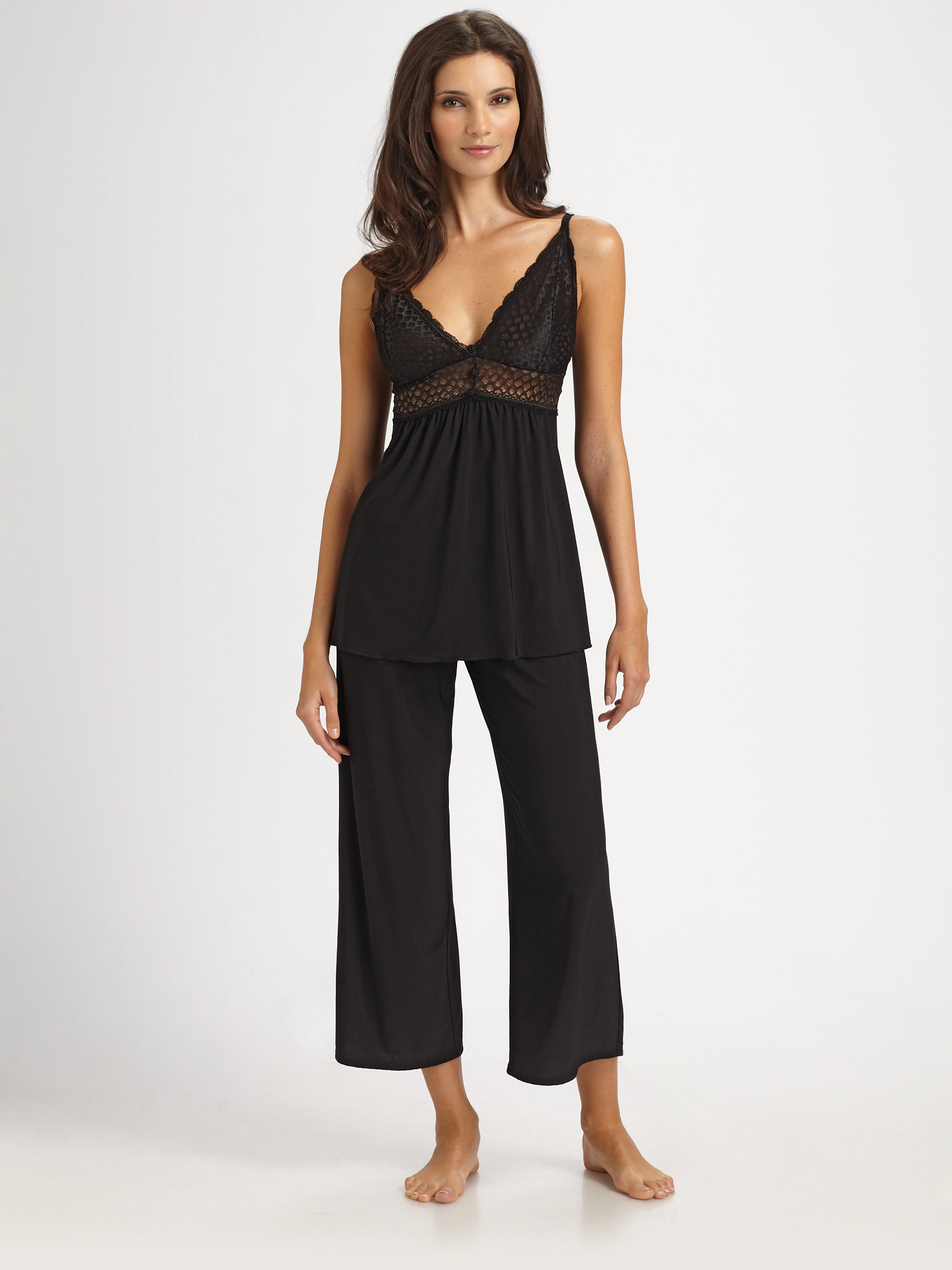 Josie Electro Lace Camisole Pajama Set in Black Lyst