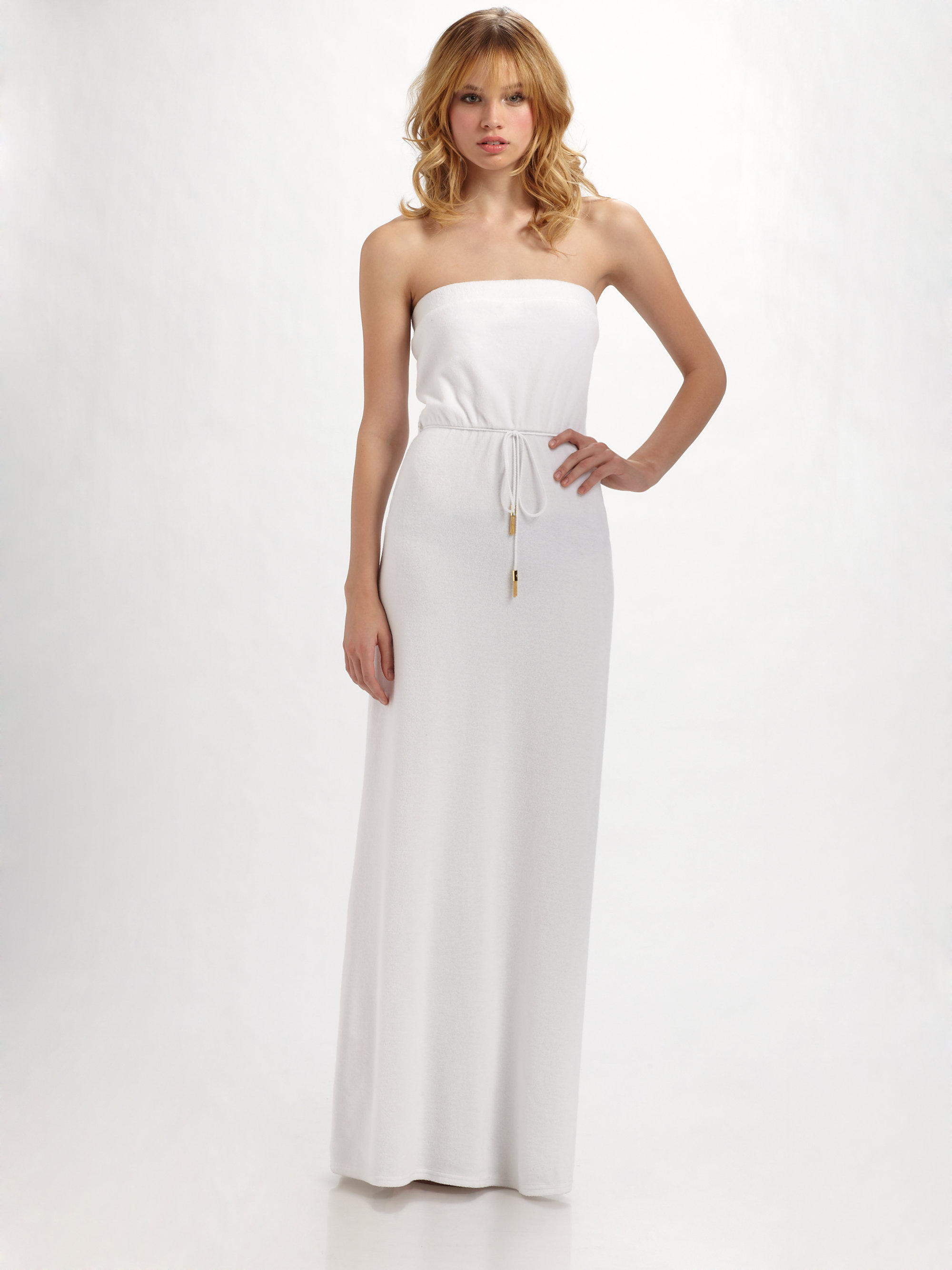 Lyst - Juicy couture Terry Strapless Maxi Dress in White