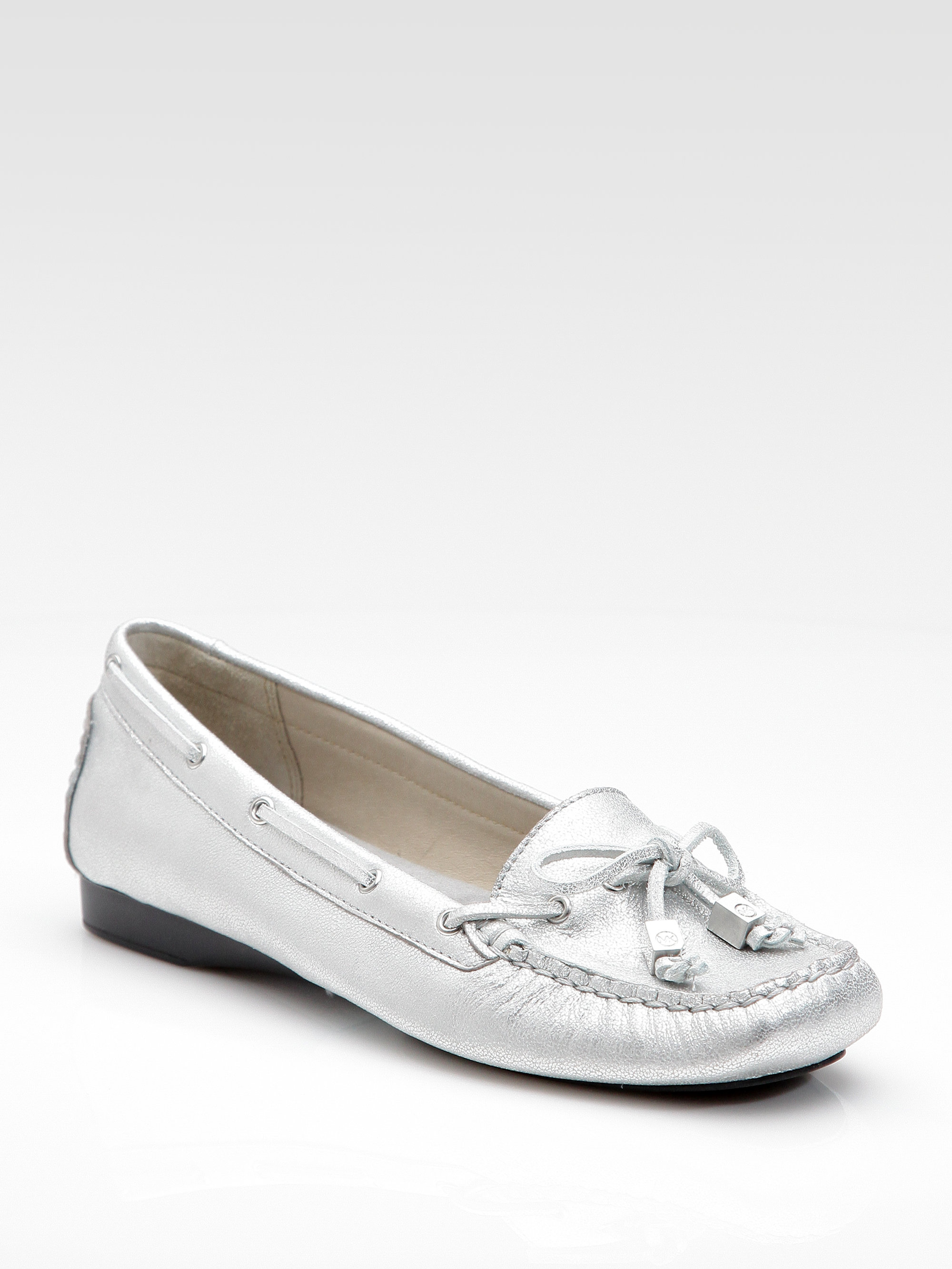 michael kors silver loafers
