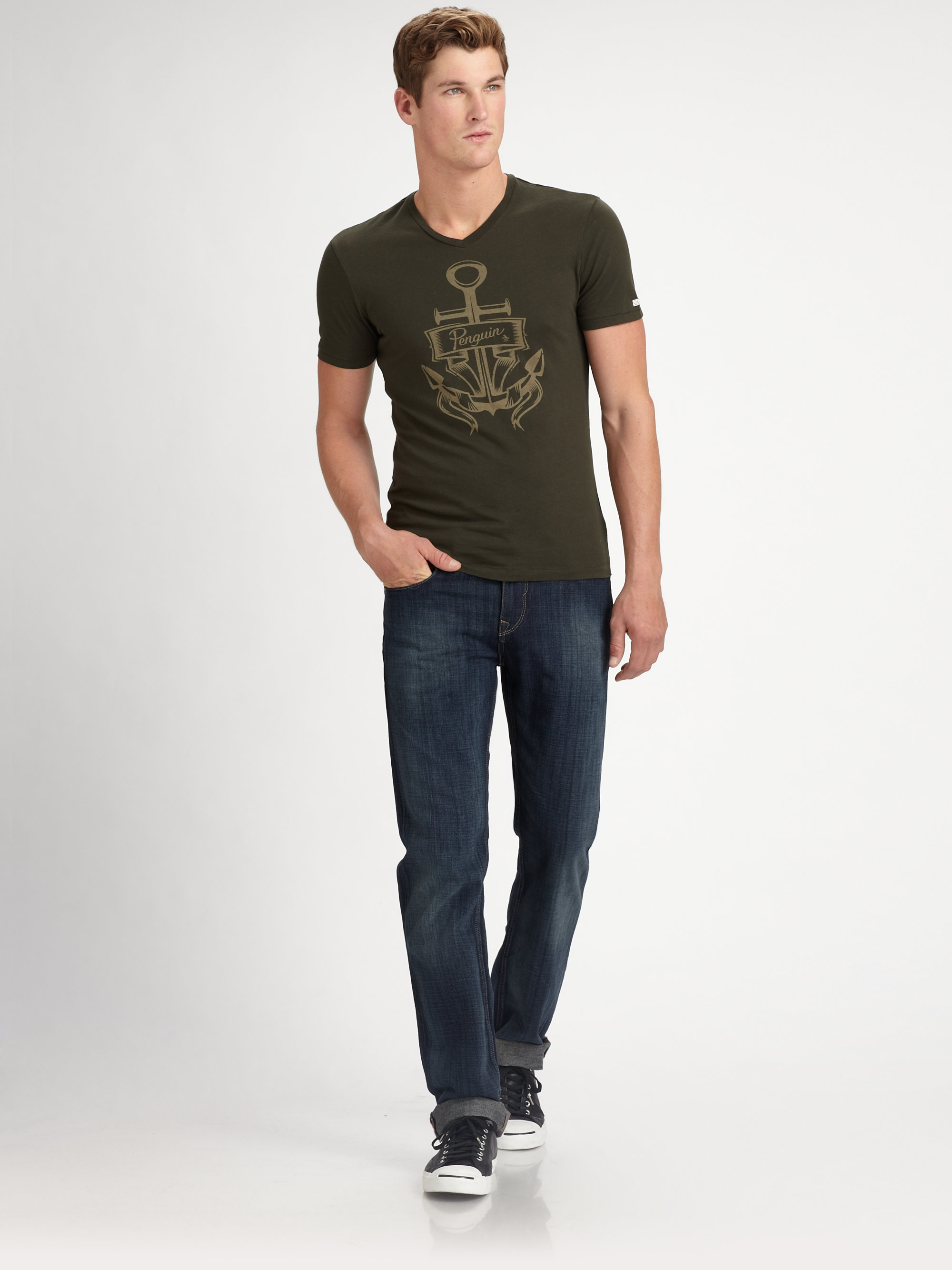 Original Penguin Anchor Tattoo Tshirt in Green for Men - Lyst