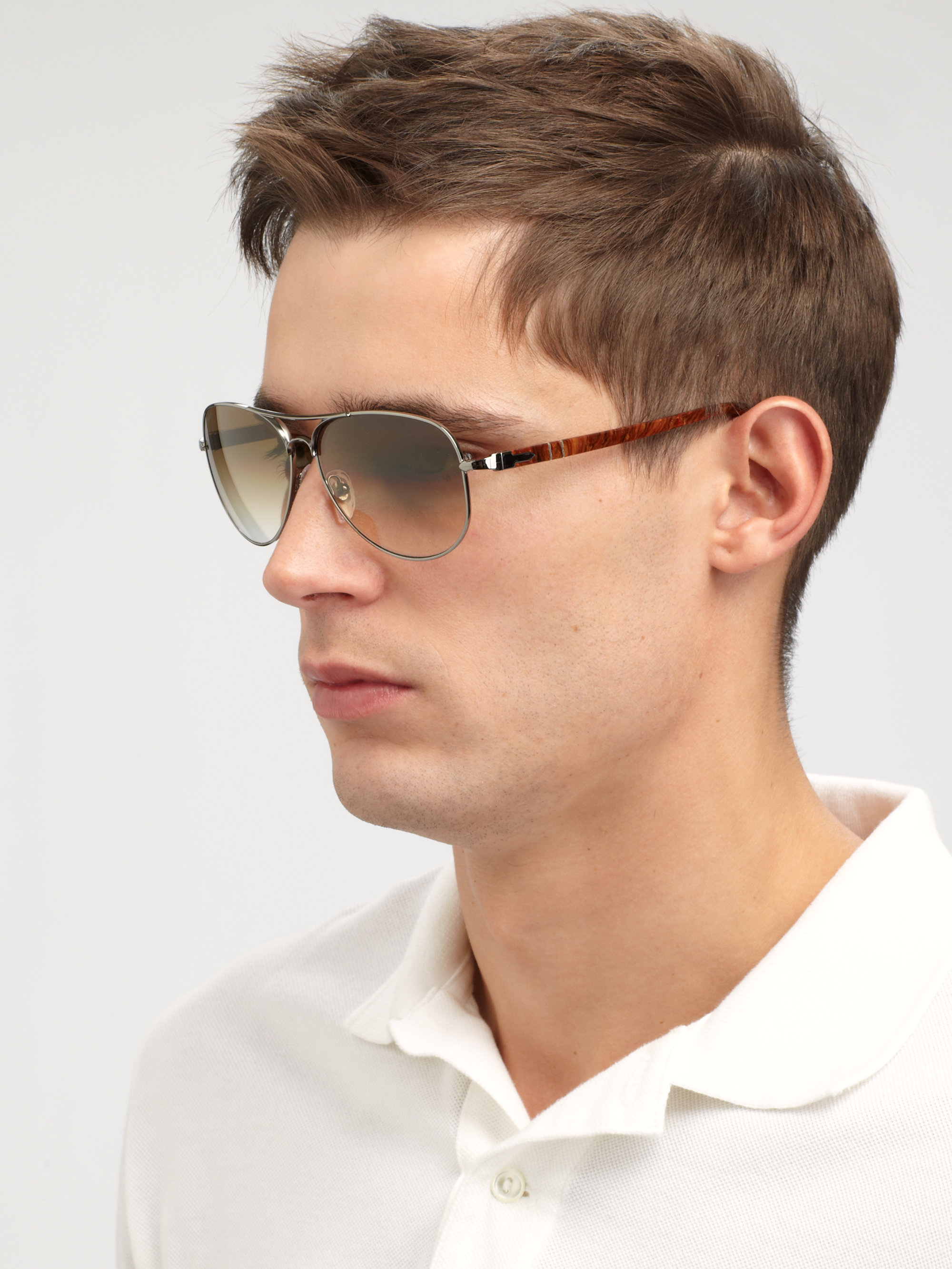 Persol Classic Aviator Sunglasses in Metallic for Men - Lyst