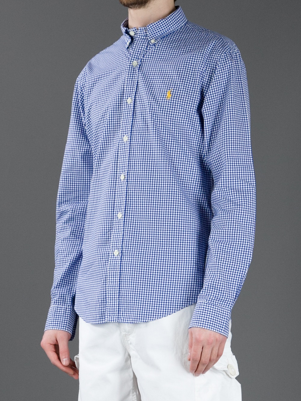 Polo Ralph Lauren Checked Long Sleeve Polo Shirt in Blue for Men | Lyst