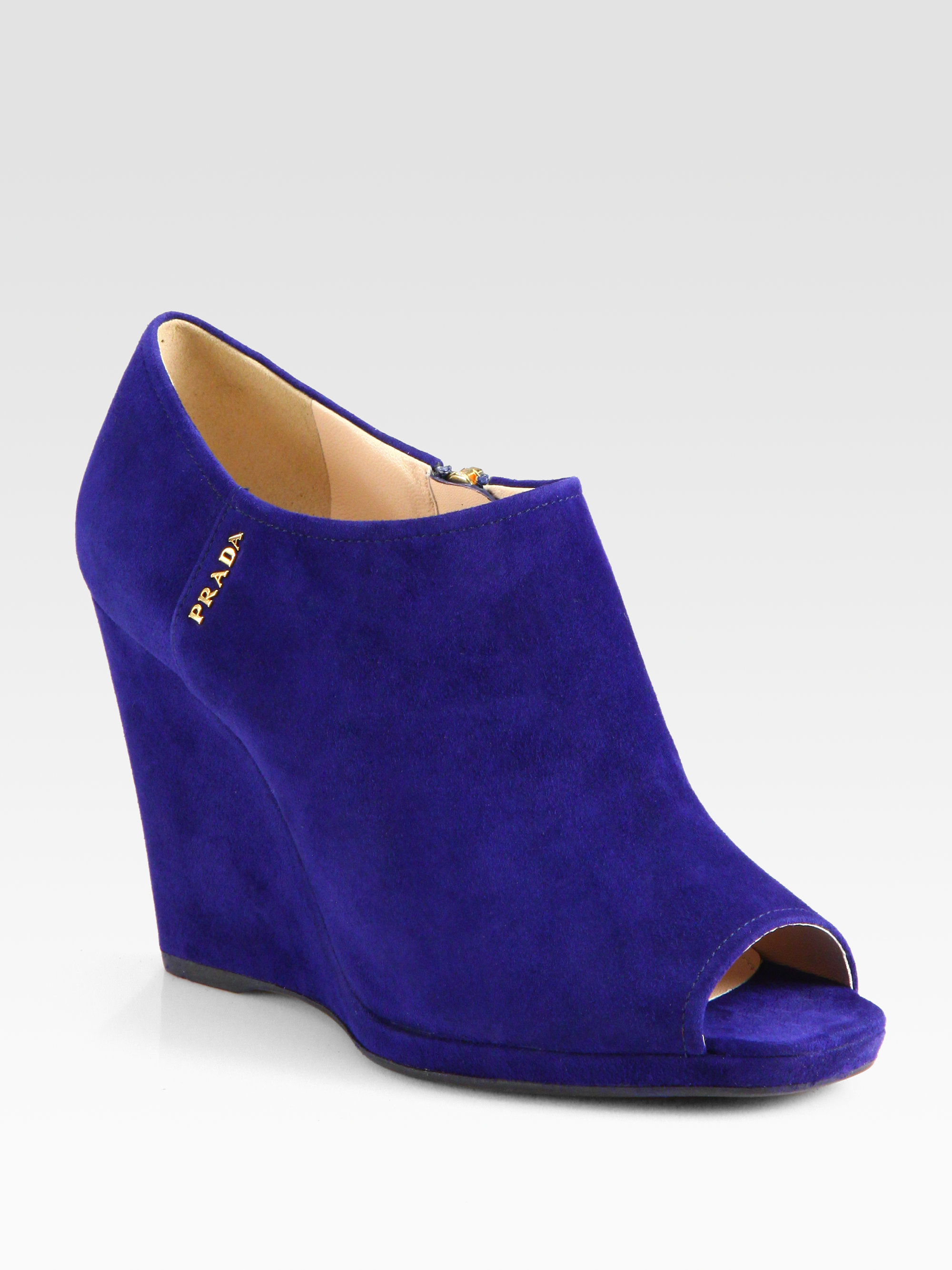 blue wedge ankle boots
