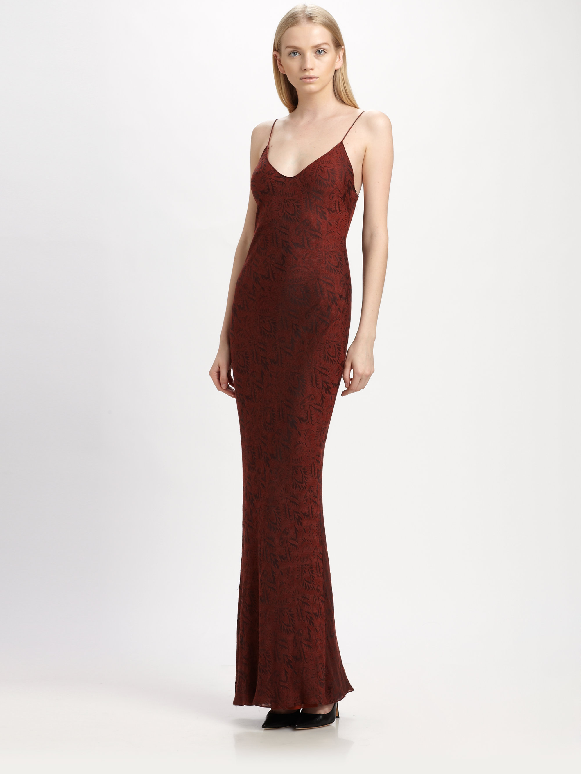 Lyst T By Alexander Jacquardprint Slip Dress In Brown Gallery