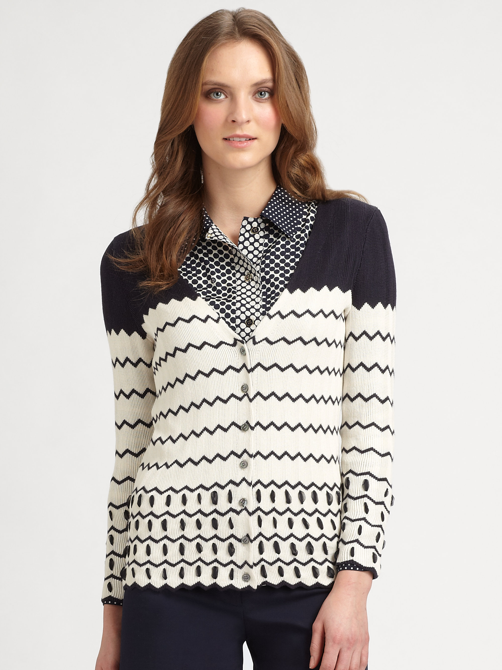 Tory burch Nicky Silk Cardigan Sweater in Blue Lyst