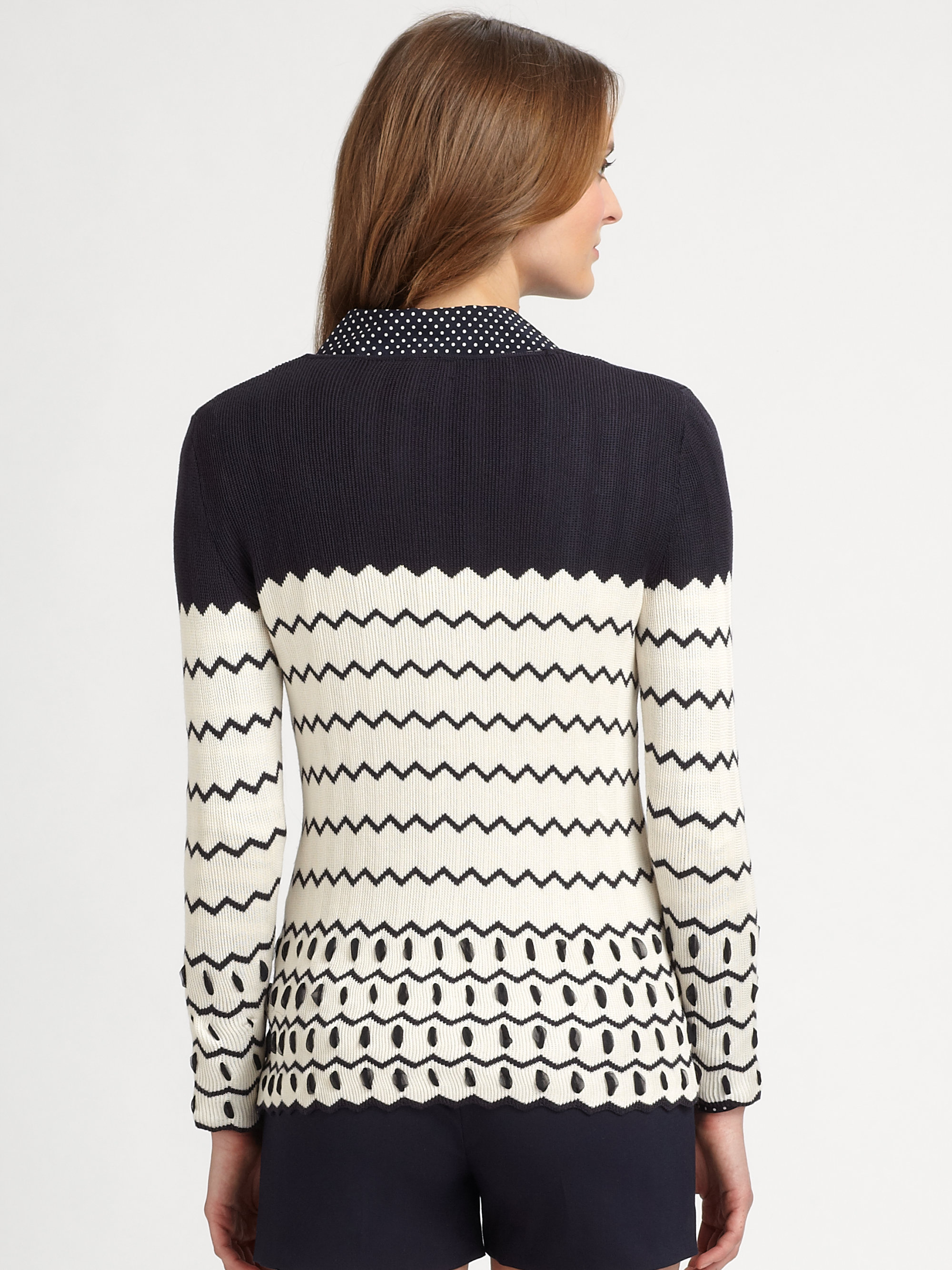 Tory burch Nicky Silk Cardigan Sweater in Blue Lyst