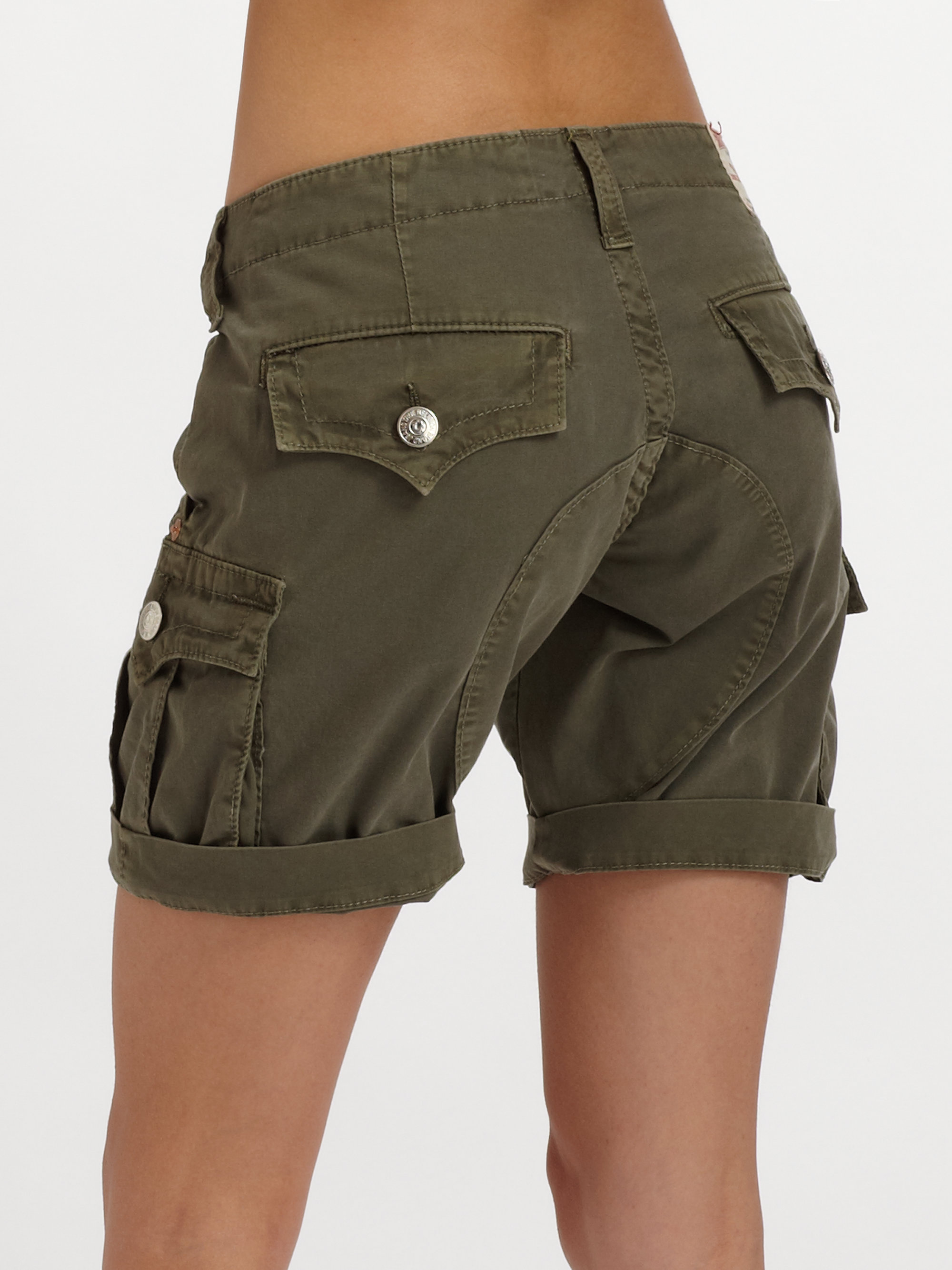 True Religion Jenna Cargo Shorts in Green | Lyst