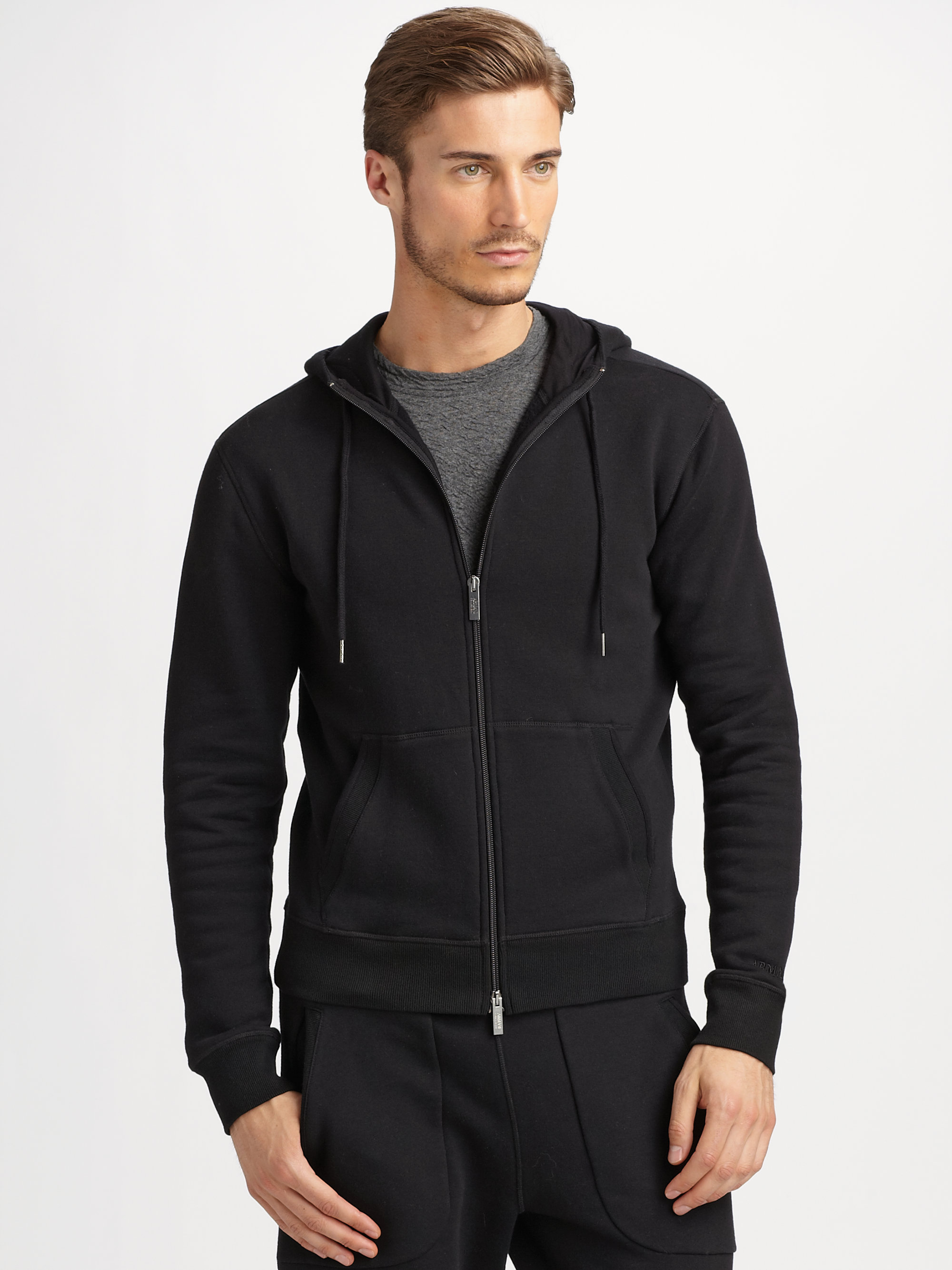 Armani Jersey Hooded Track Jacket in Black for Men | Lyst