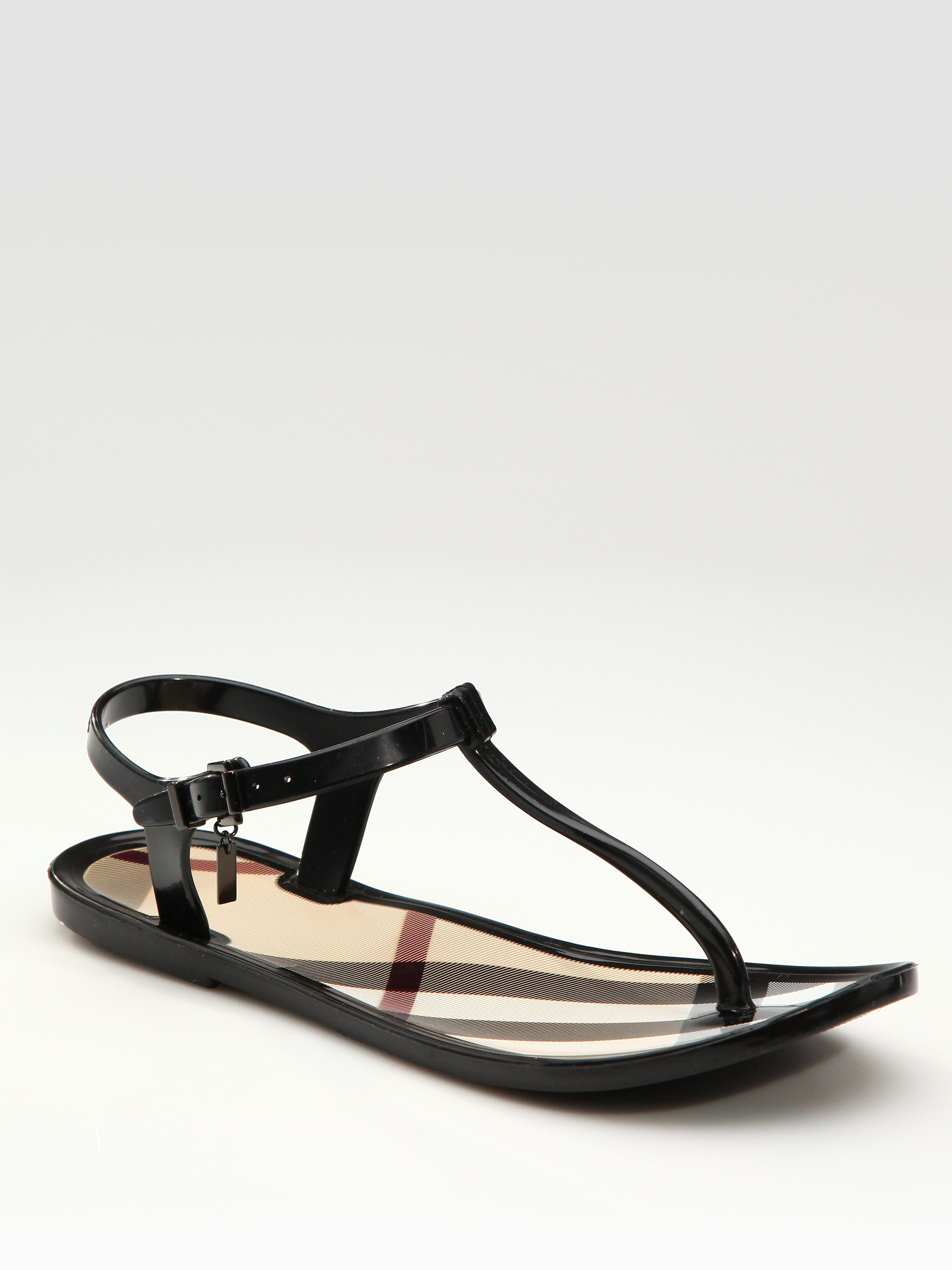 Burberry Rubber Thong Sandals in Black - Lyst