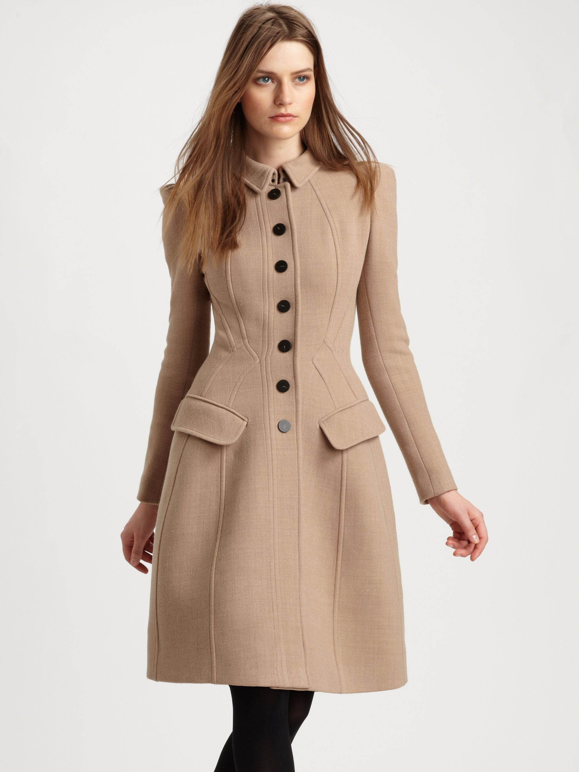 Lyst - Burberry Prorsum Princess Coat in Natural