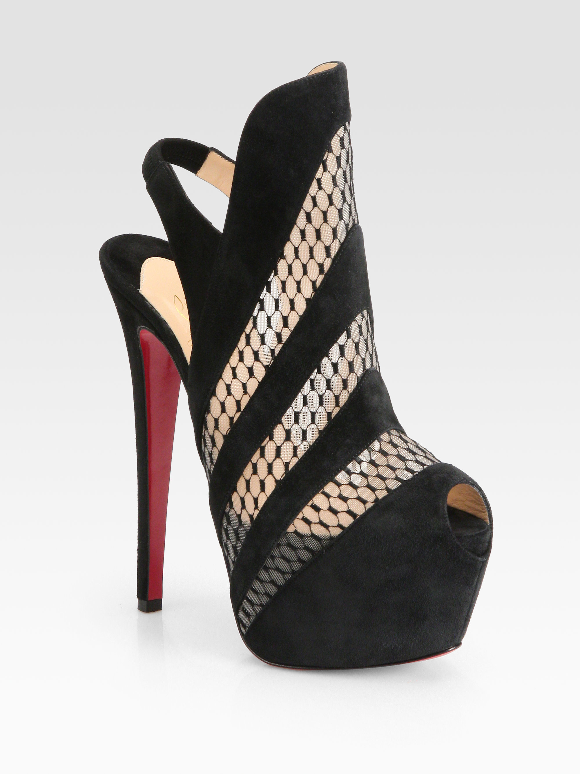 Lyst - Christian Louboutin Guizi Suede Mesh Platform Ankle Boots in Black