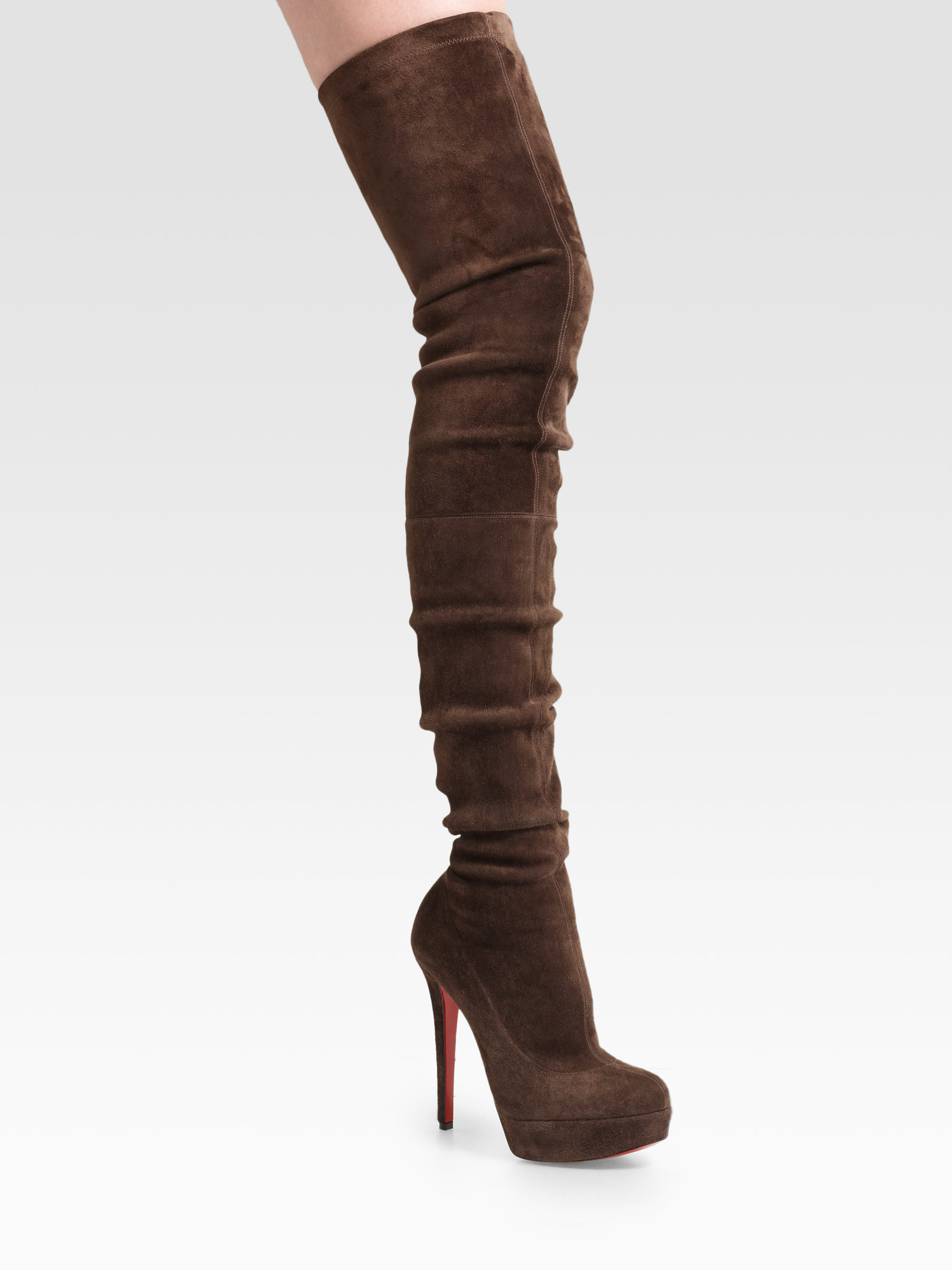 christian louboutin brown suede boots