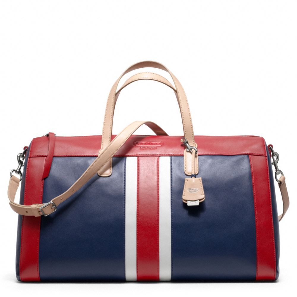 Lyst - Coach Legacy Weekend Beach Leather Stripe Boston Bag in Red