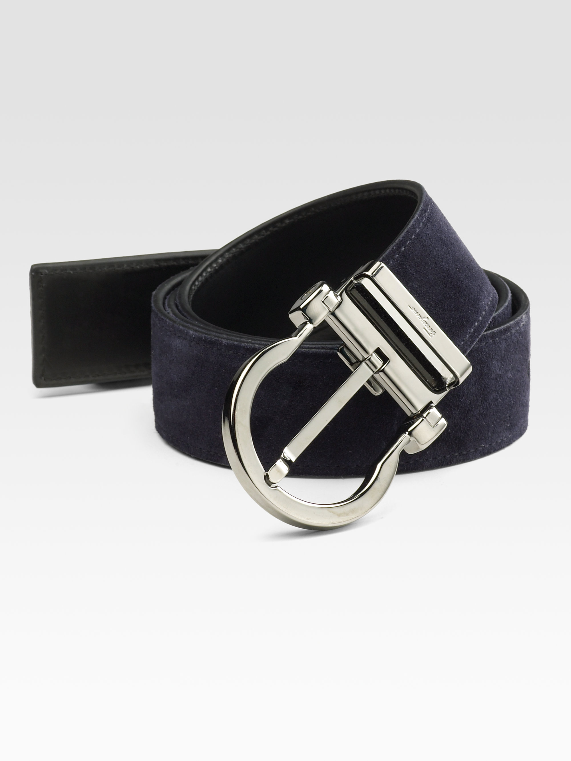 Ferragamo Suede Belt in Blue for Men | Lyst