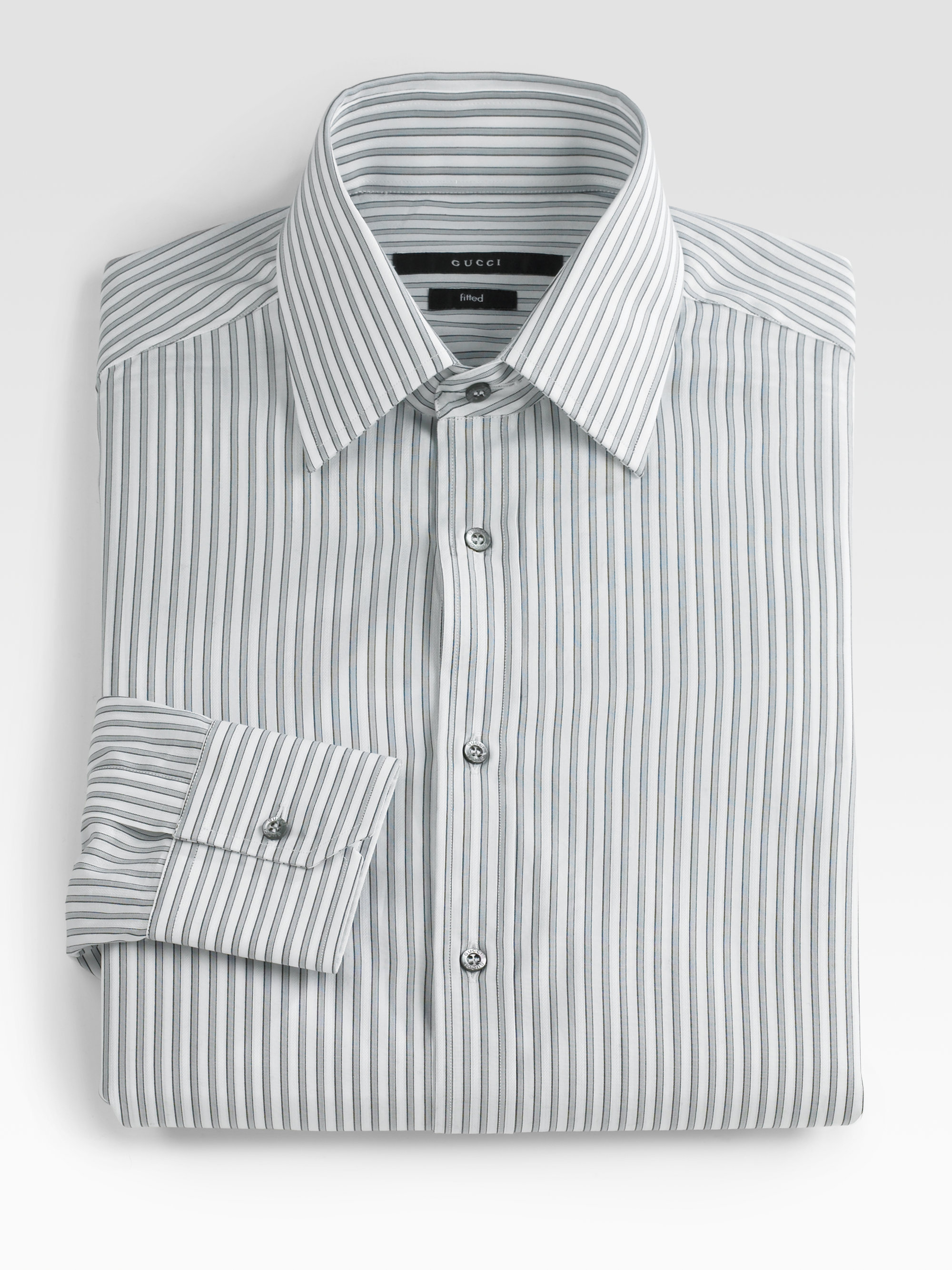 Gucci Striped Dress Shirt in Gray for Men | Lyst
