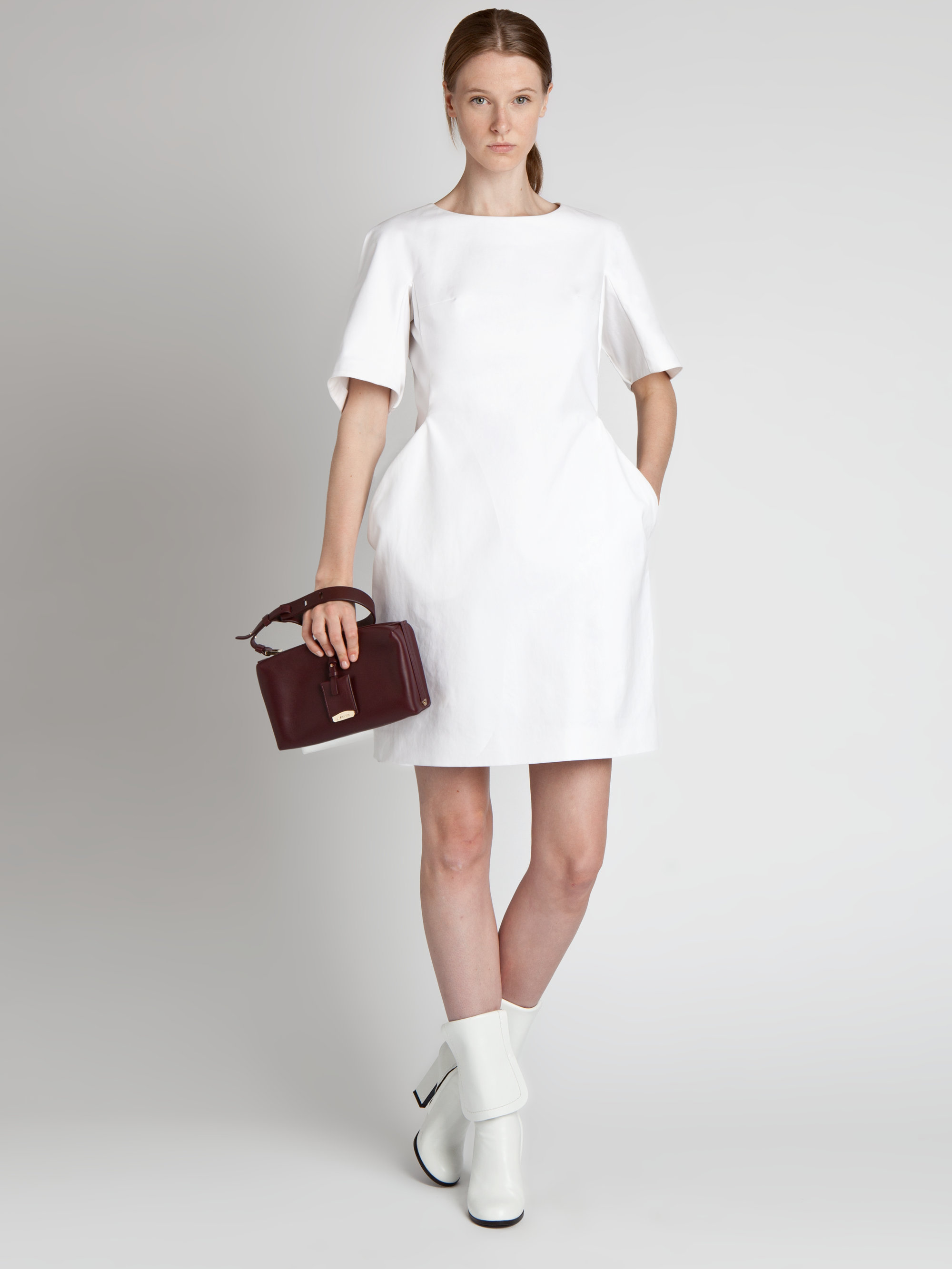 Lyst Jil Sander Stretch Cotton Dress In White Gallery