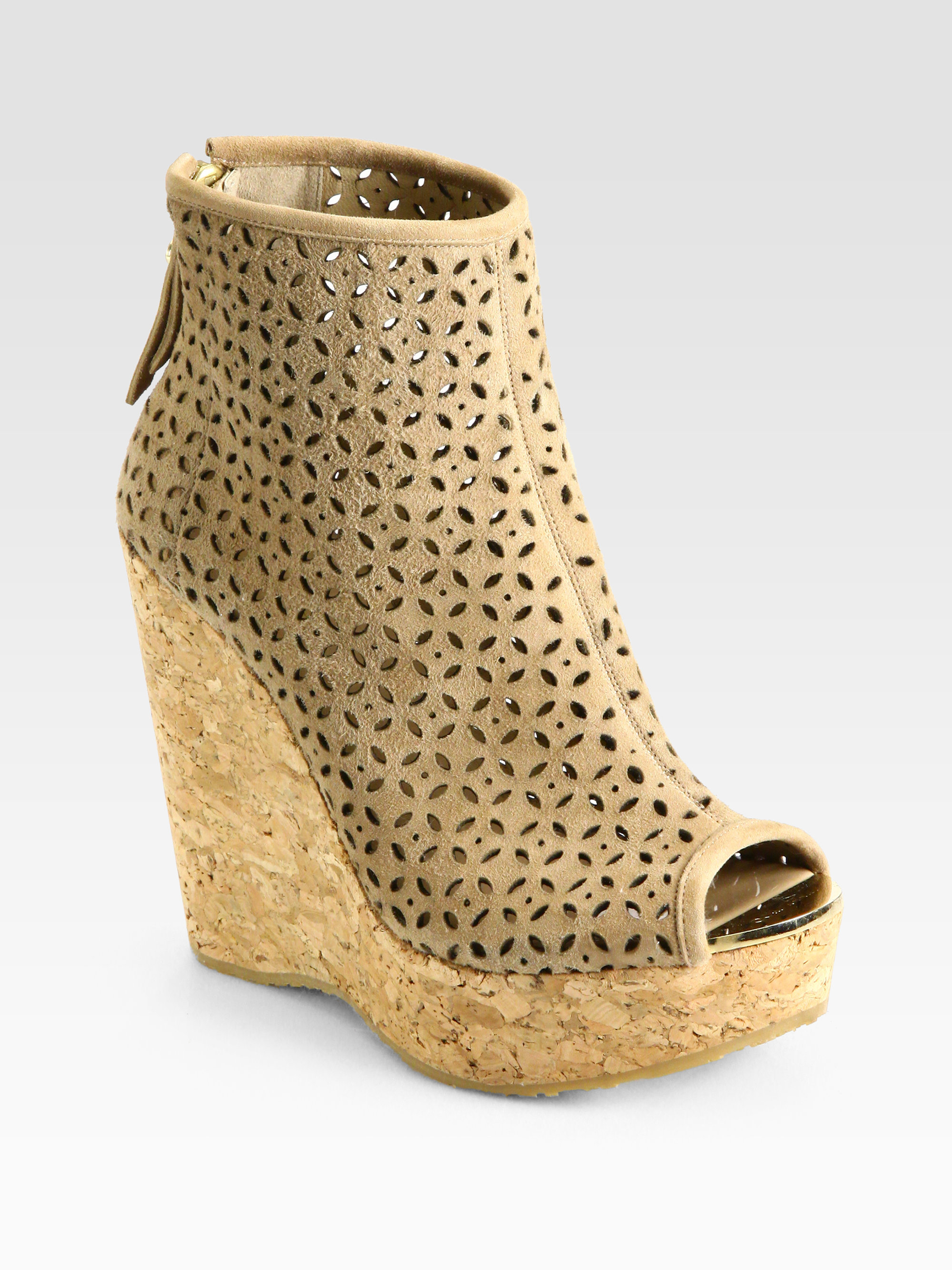 cork wedge booties