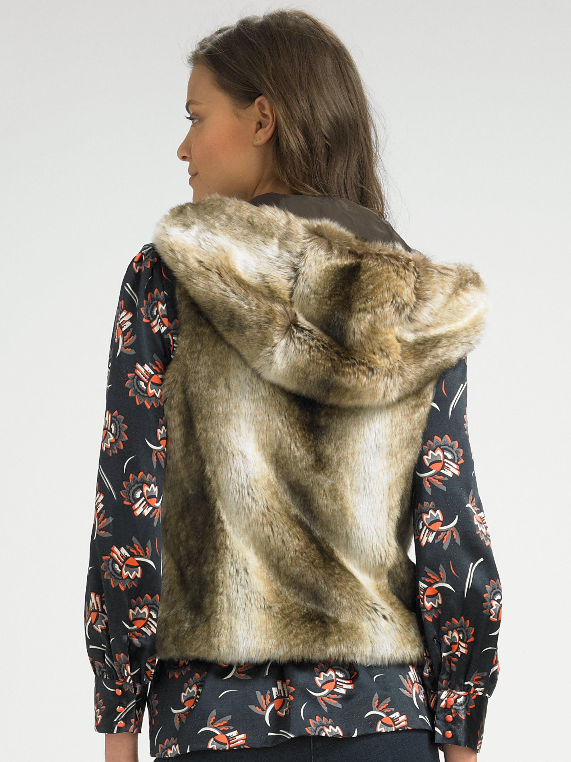 Juicy couture Faux Fur Hooded Vest in Brown Lyst