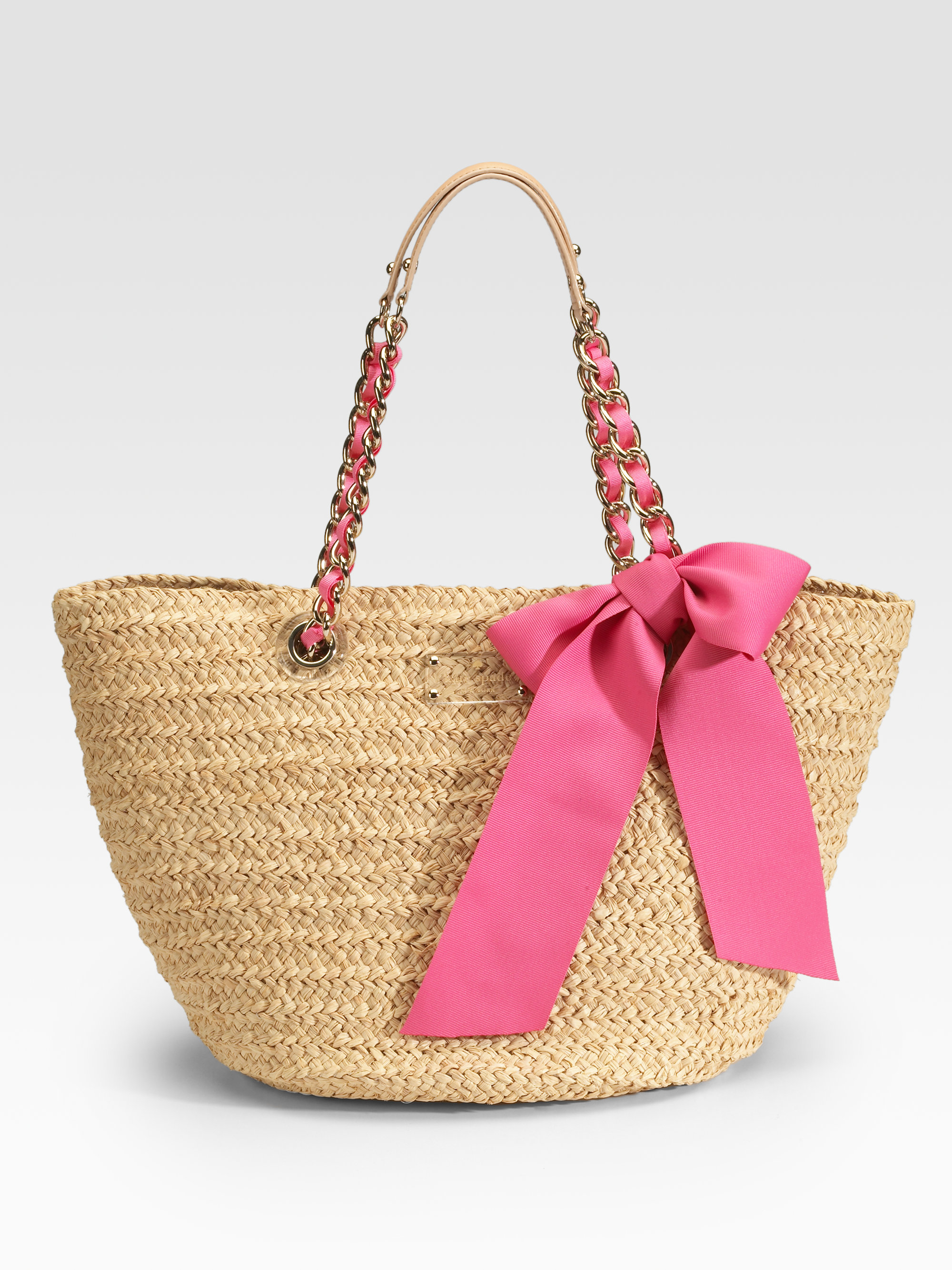 Kate Spade Bow Straw Tote in Natural | Lyst