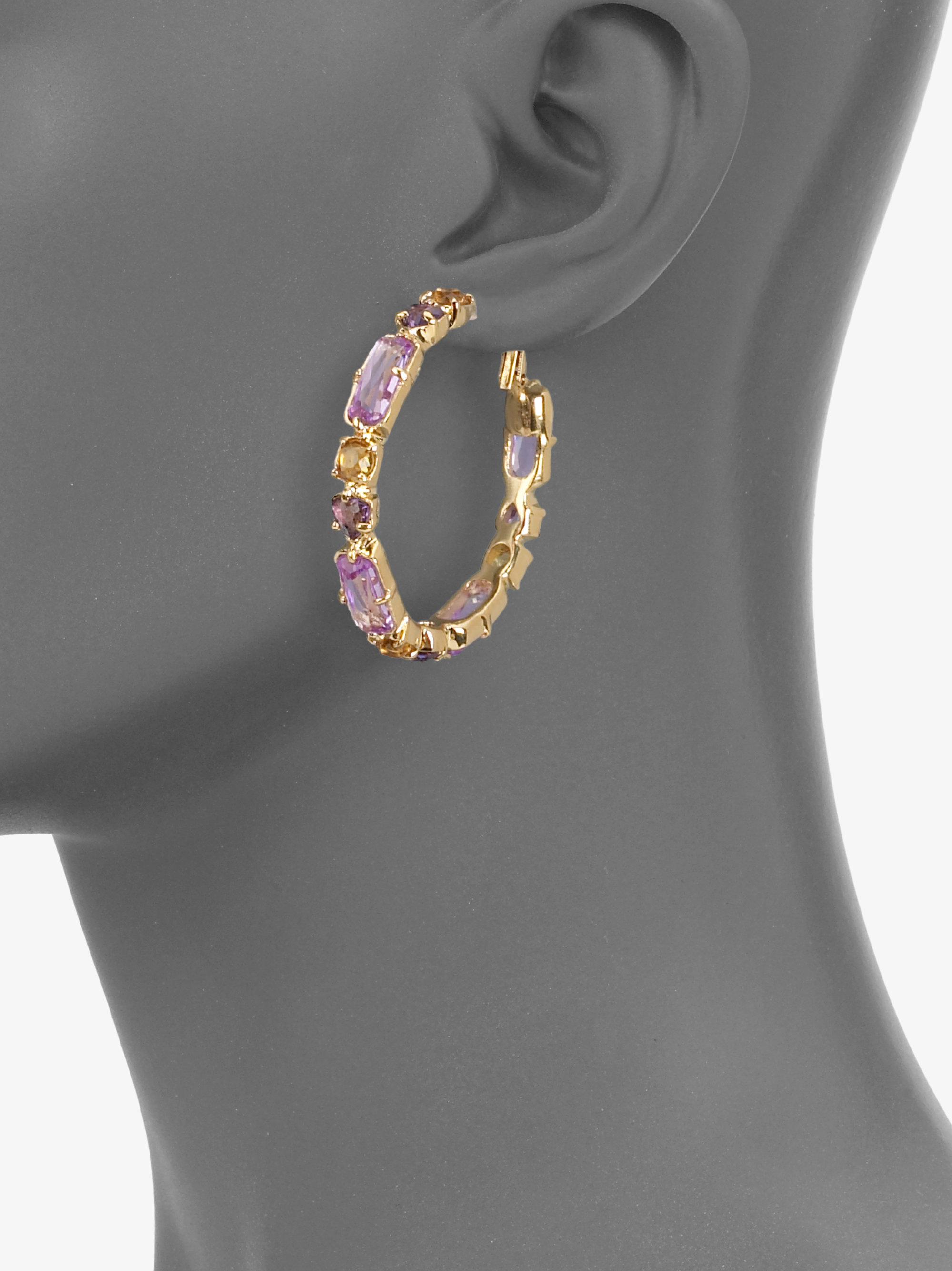 Kate spade Multicolor Stone Hoop Earrings in Purple (purplemulti) Lyst
