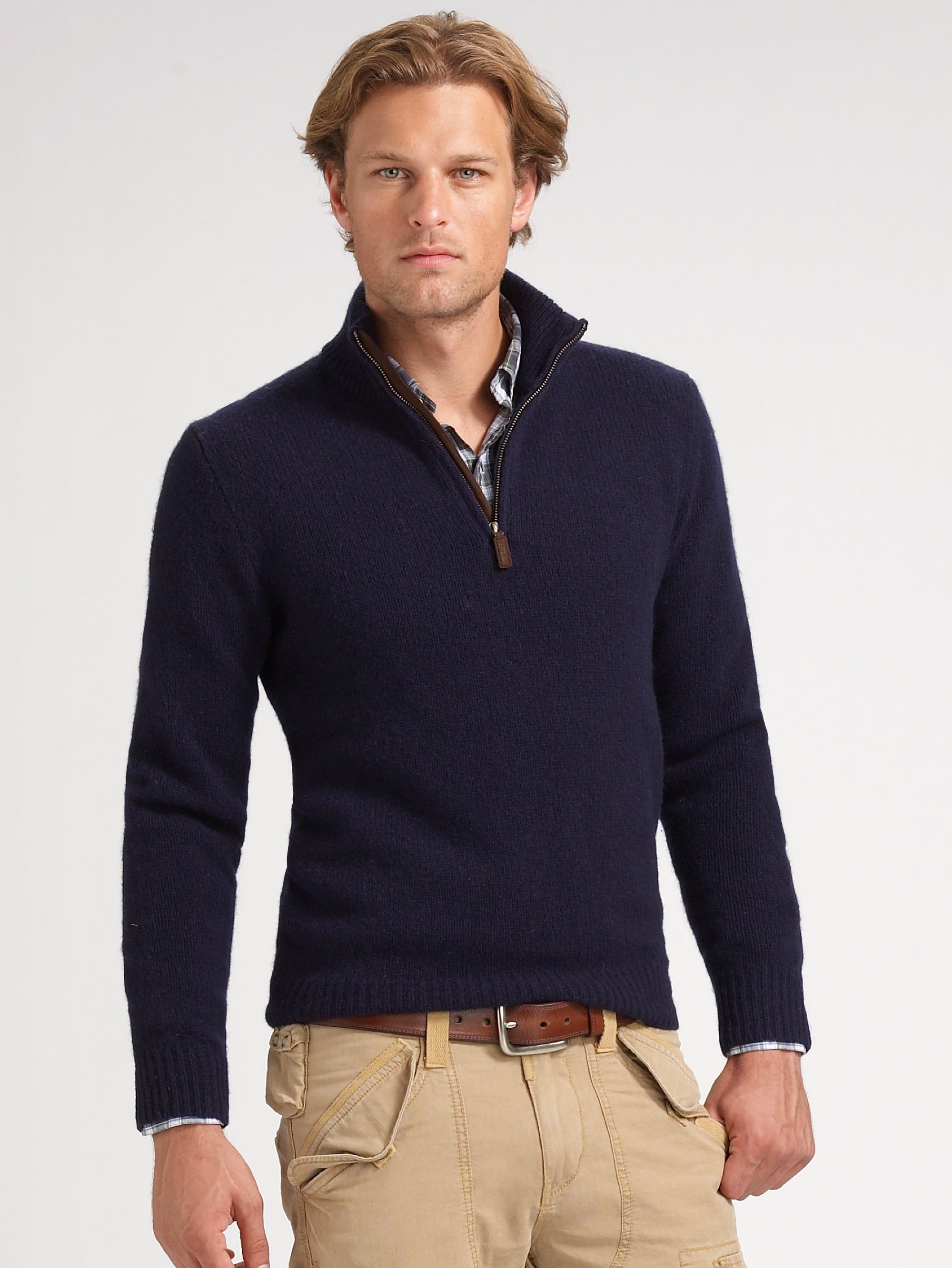 Polo Ralph Lauren Halfzip Merino Sweater in Blue for Men - Lyst