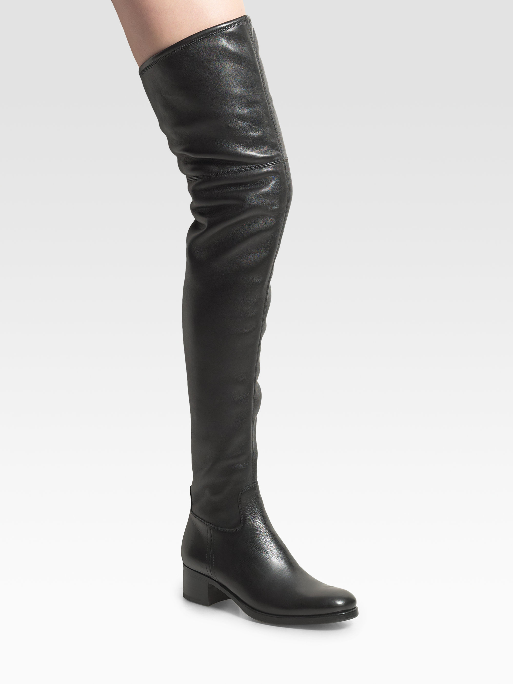 Prada Thigh High Boots in Black | Lyst