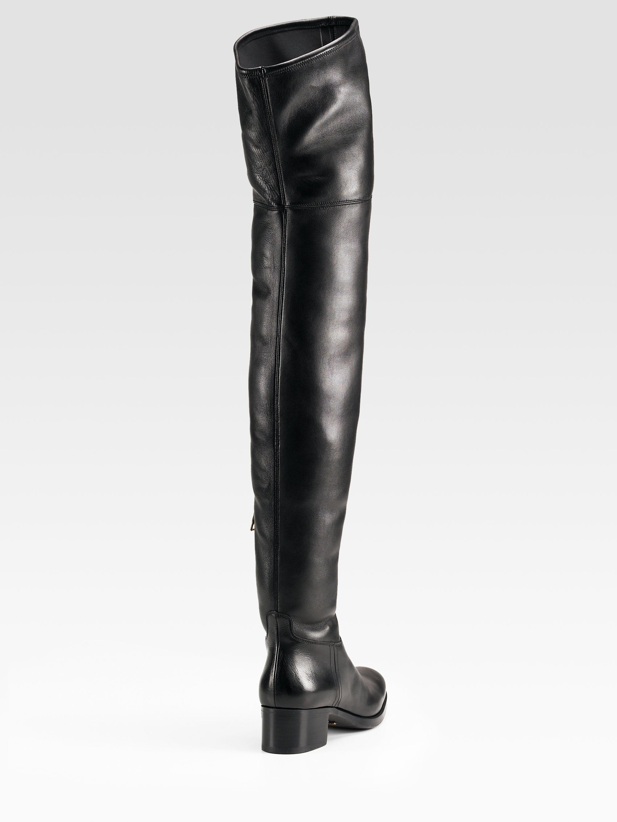 Prada Thigh High Boots in Black | Lyst