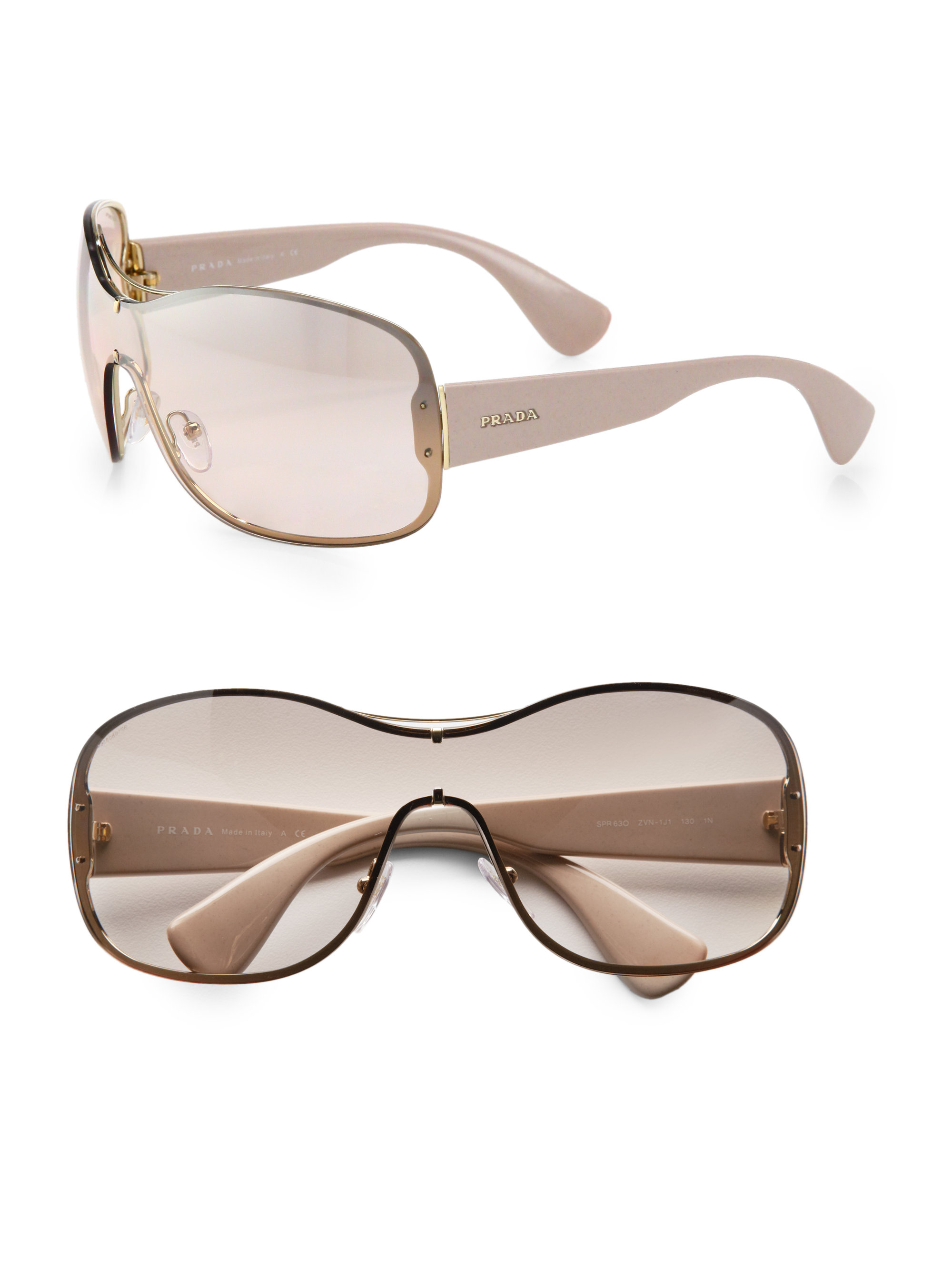 Prada Shield Sunglasses in Gold (Metallic) | Lyst