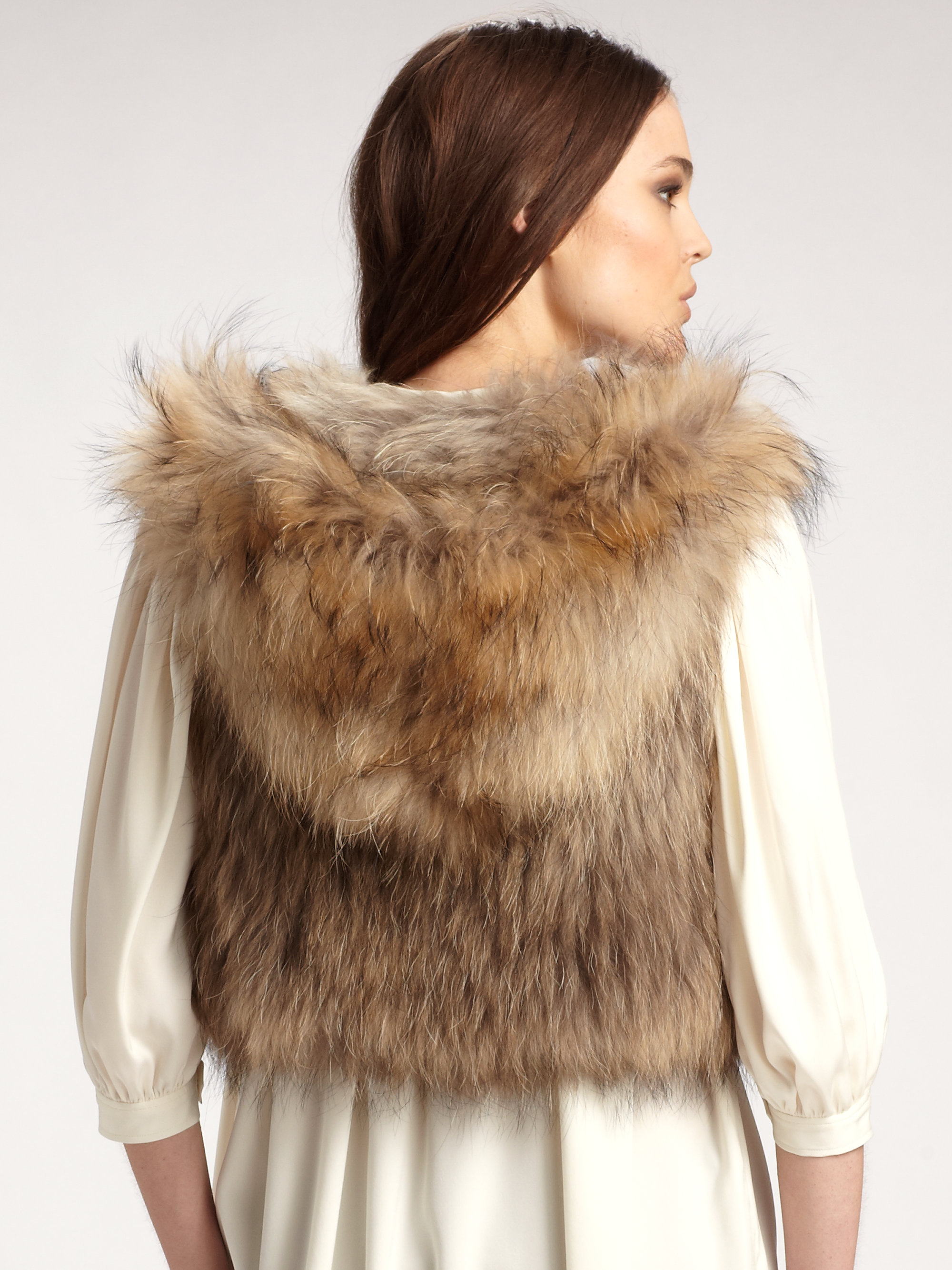 mink vest with hood