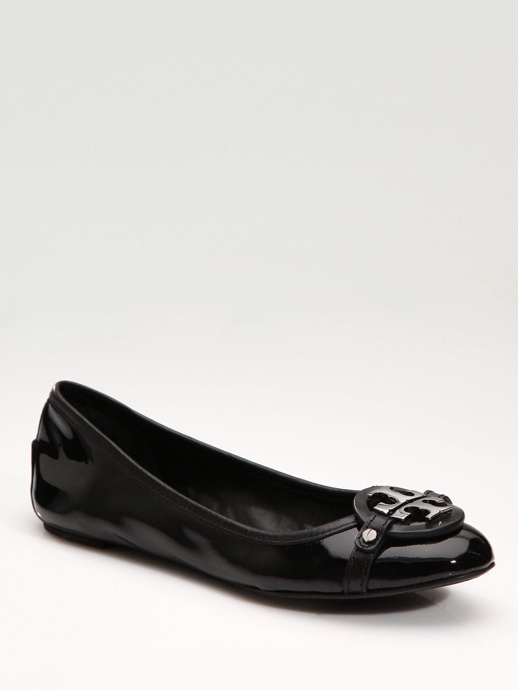 Tory burch Patent Leather Ballet Flats in Black | Lyst