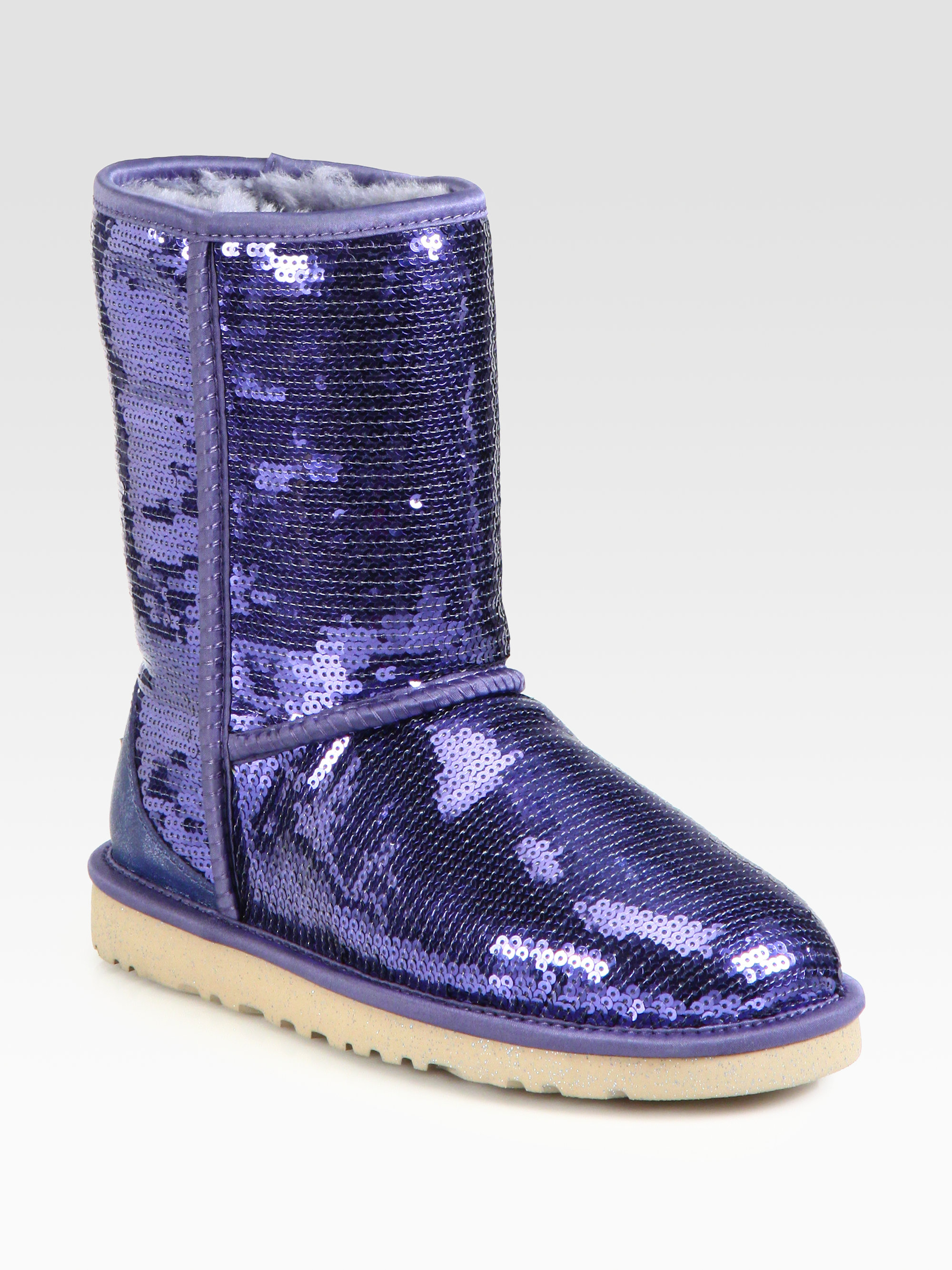 UGG Classic Short Sequin Boots in Navy (Purple) - Lyst