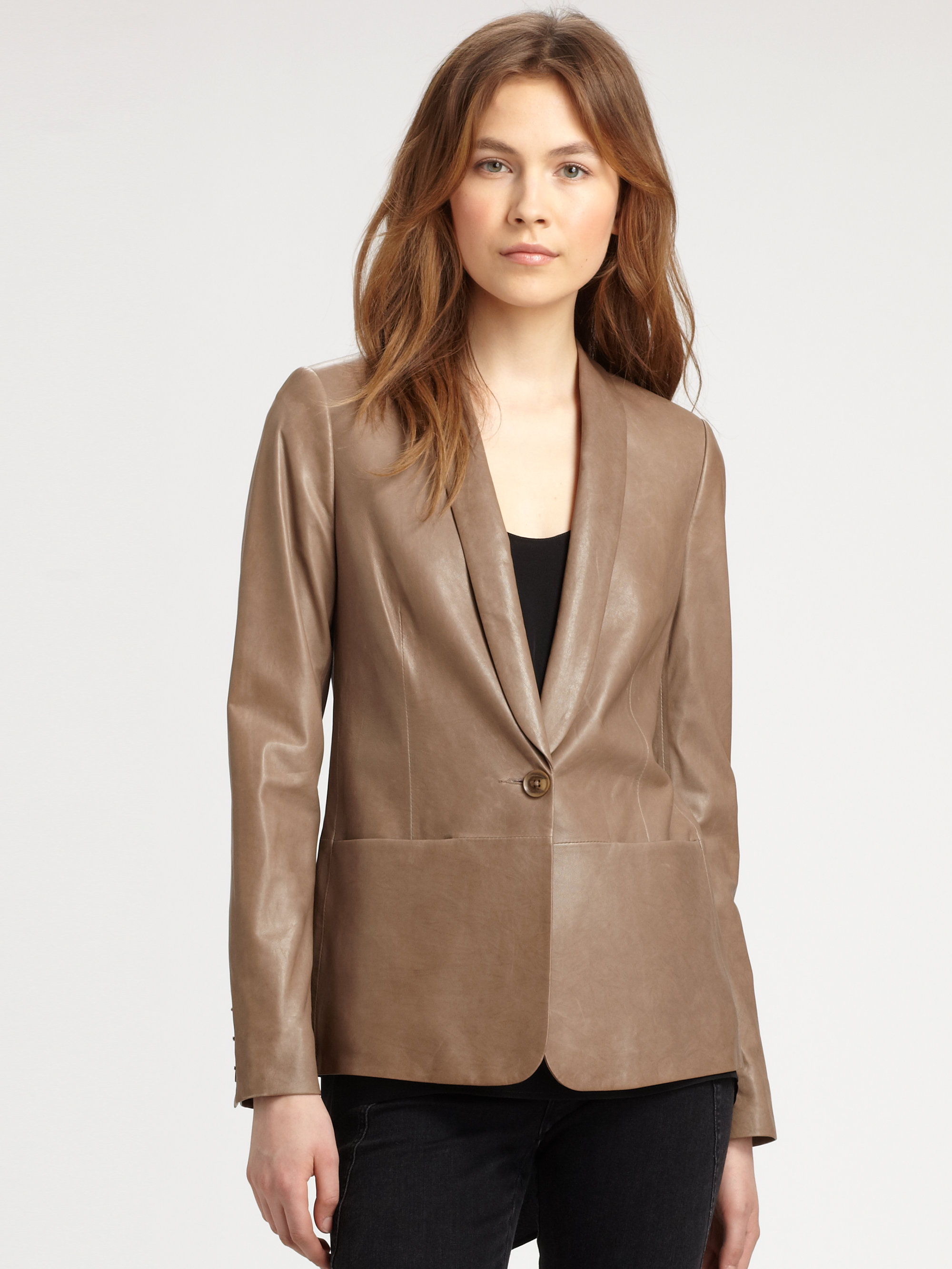 Vince fitted leather blazer hotsell