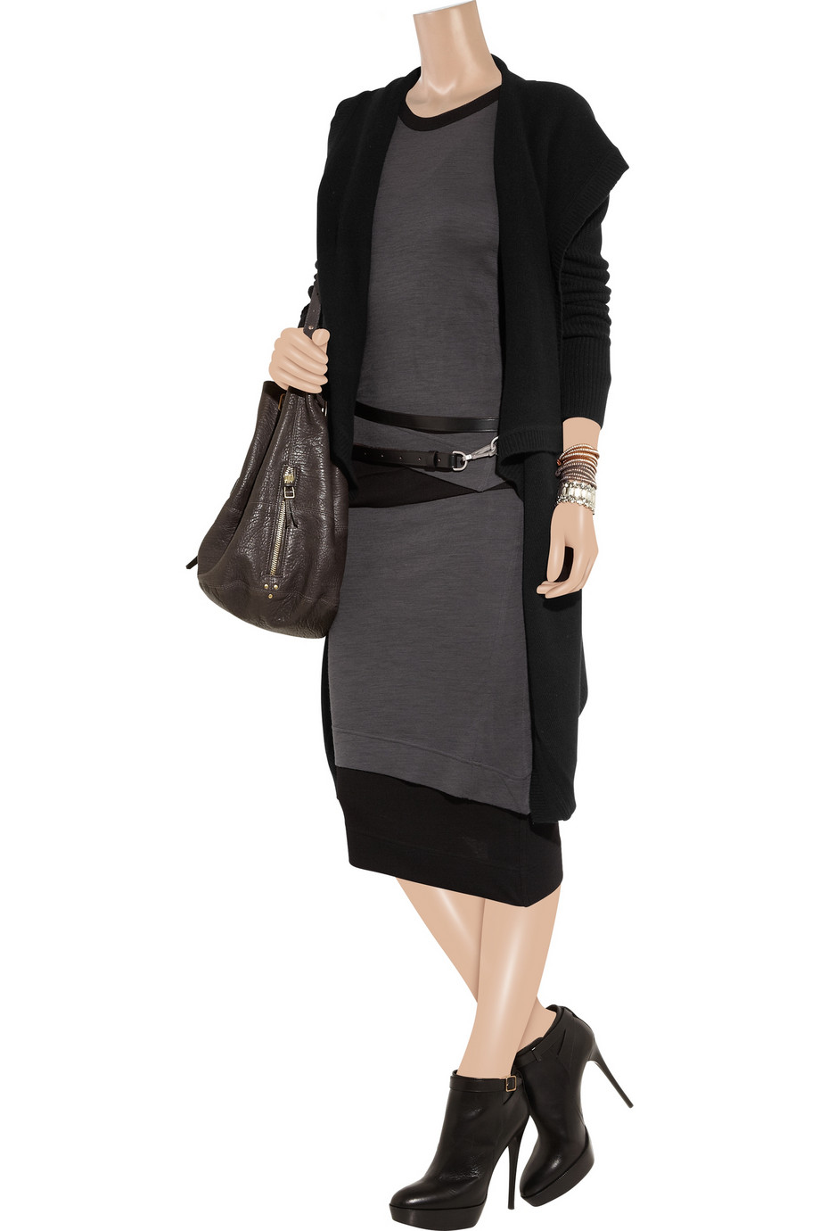 Lyst - Donna Karan Layered Jersey Skirt in Gray