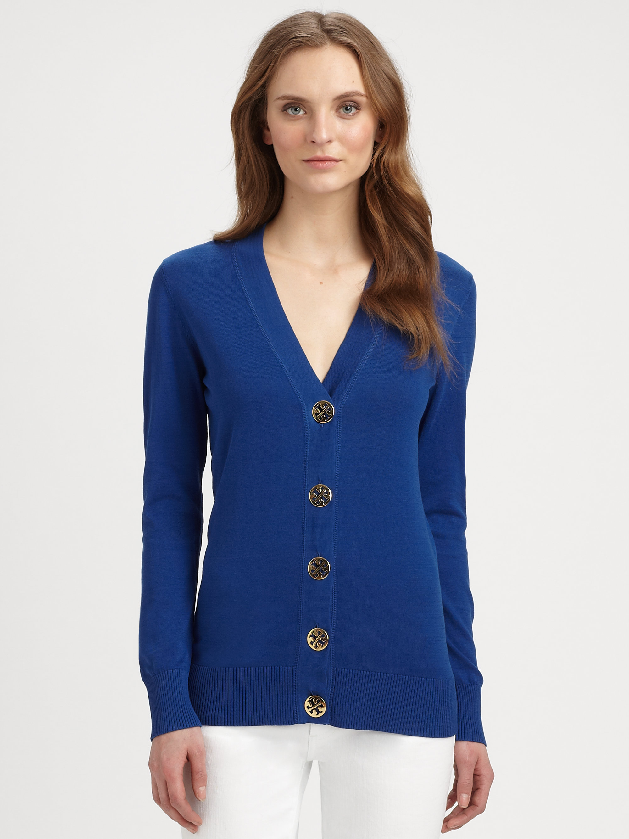 blue cotton cardigan