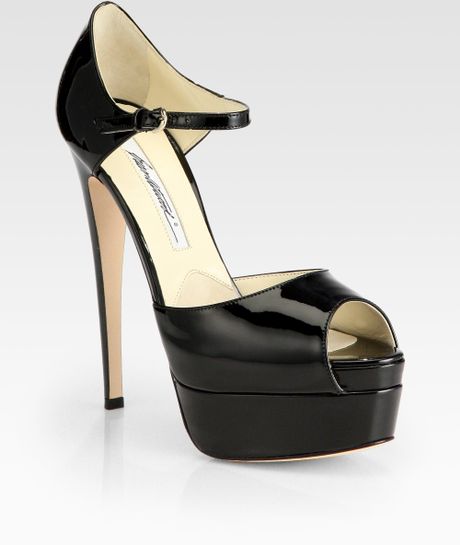 Brian Atwood Tribeca Patent Leather Platform Sandals in Black | Lyst