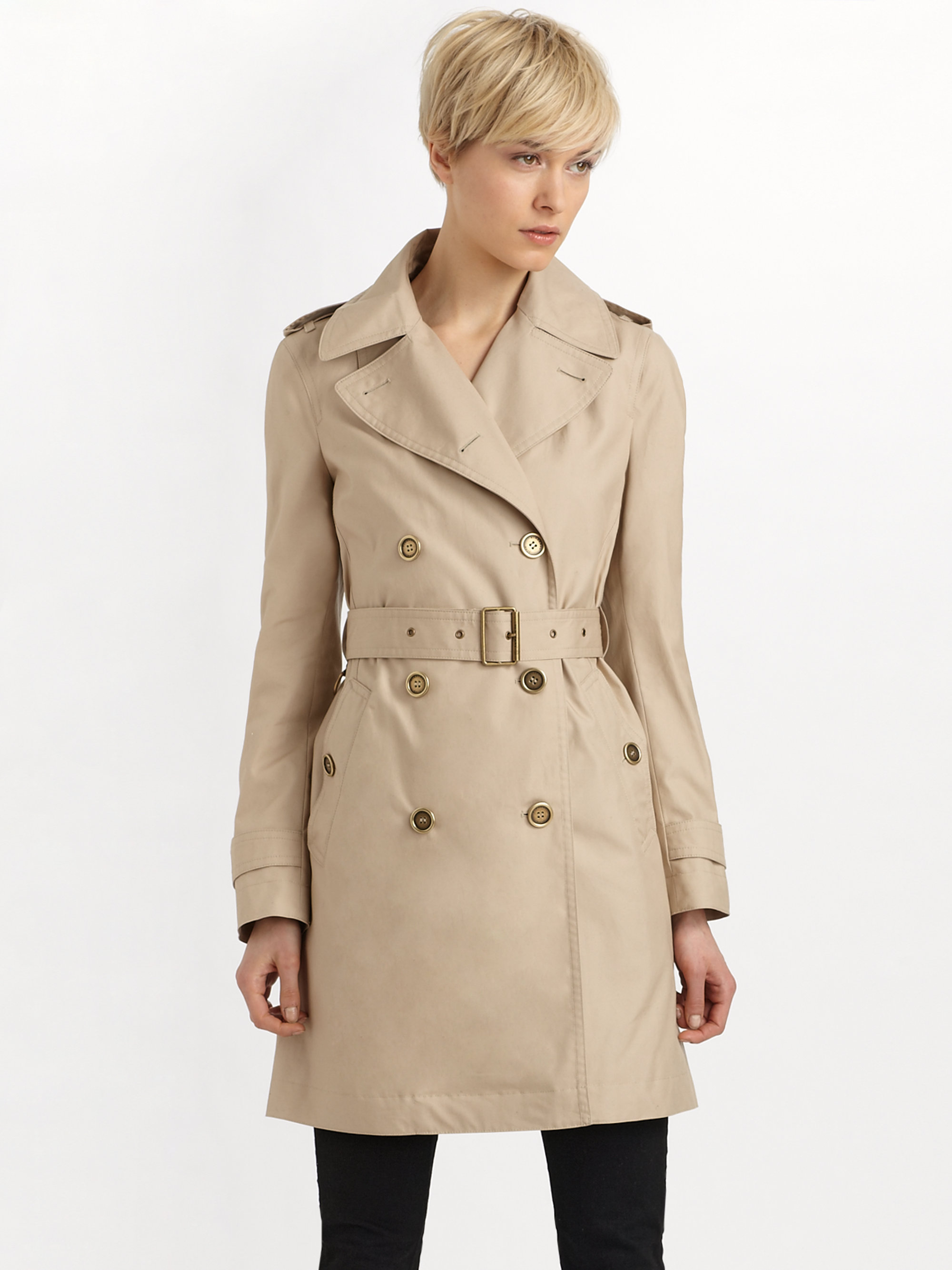 Burberry Brit Double breasted Trench-coat in Natural | Lyst