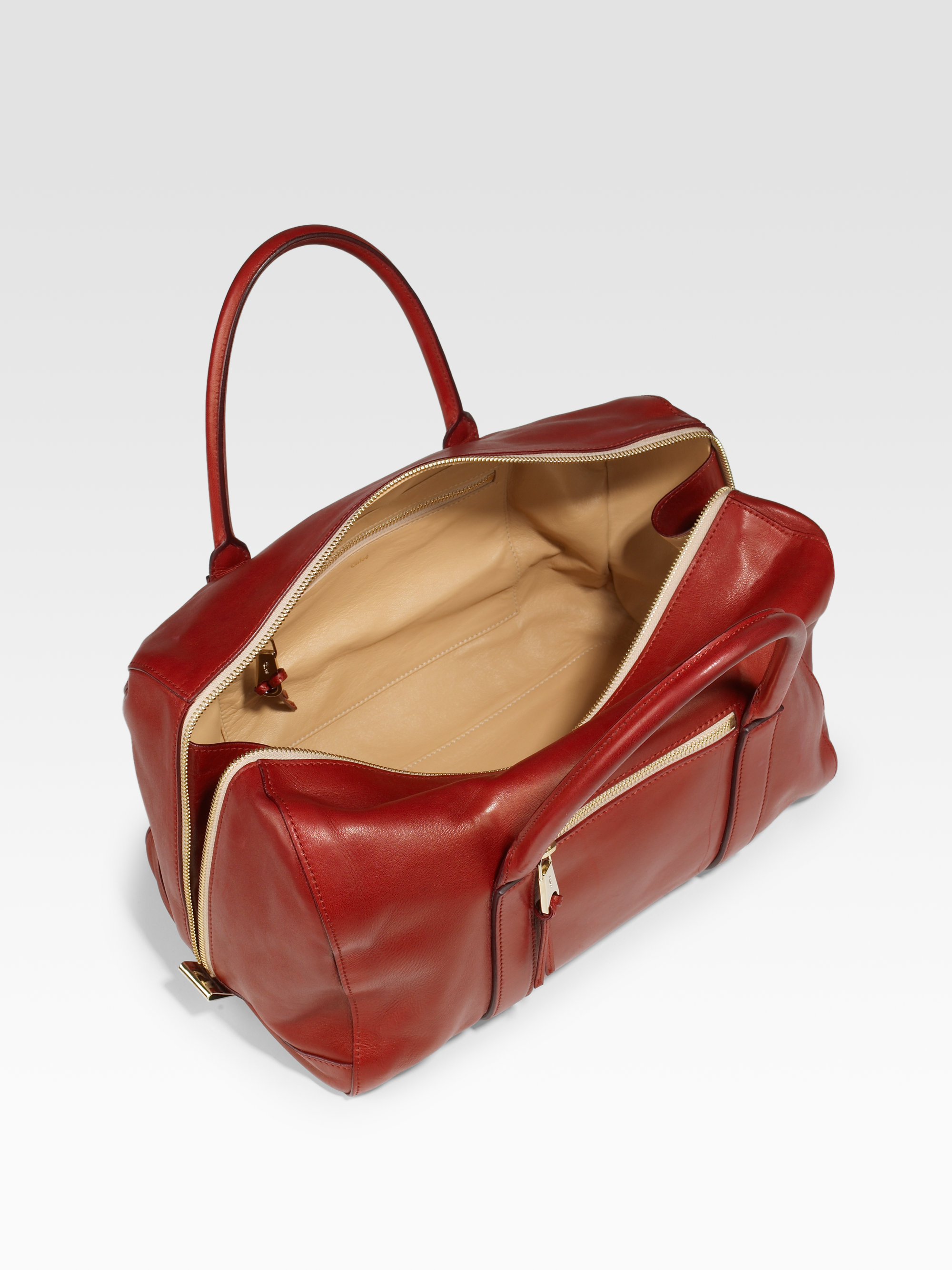 chloe red handbag - Chlo Madeleine Large Duffel Top Handle Bag in Beige (smoke) | Lyst