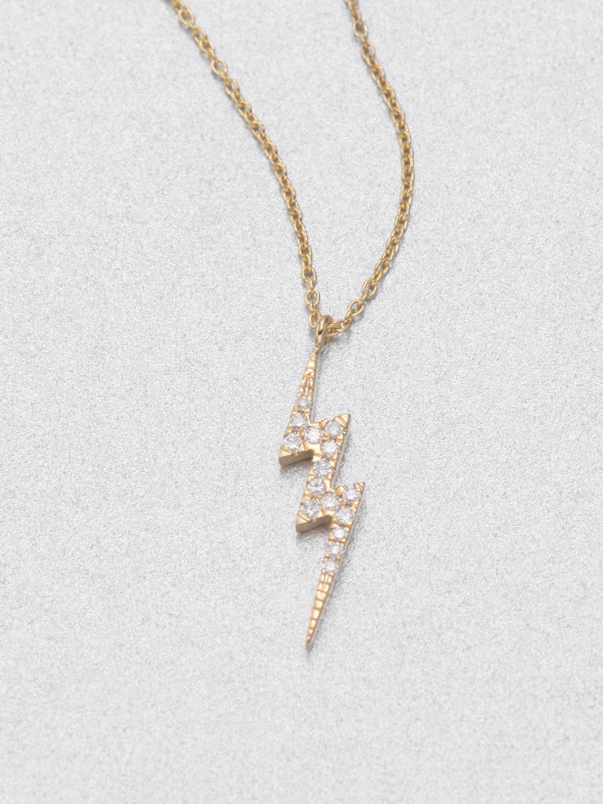 Lyst Diane Kordas Diamond Lightning Bolt Necklace In Gray Gallery